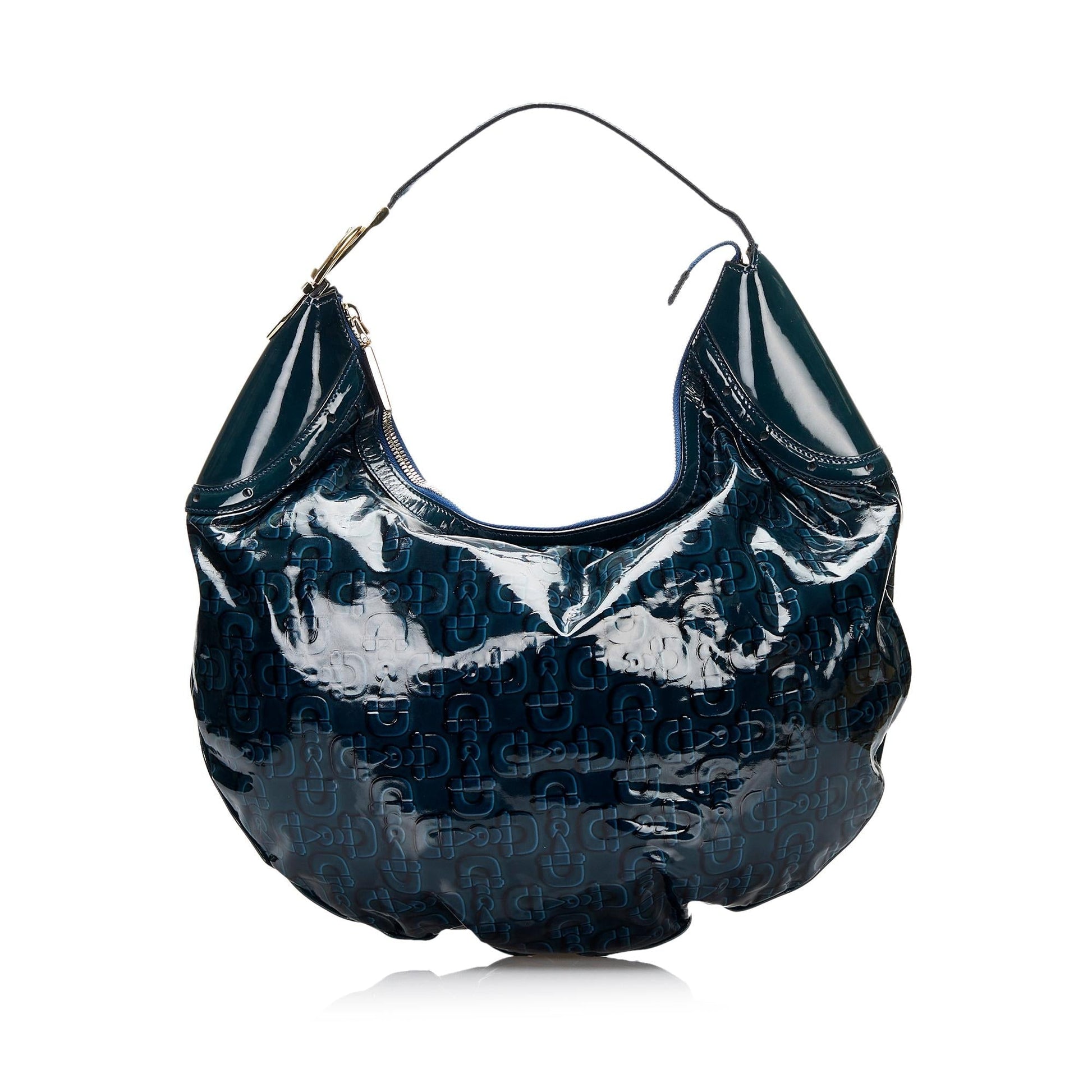 Gucci Horsebit Glam SHG-GvWM2s Leather Patent Blue Shoulder Bag