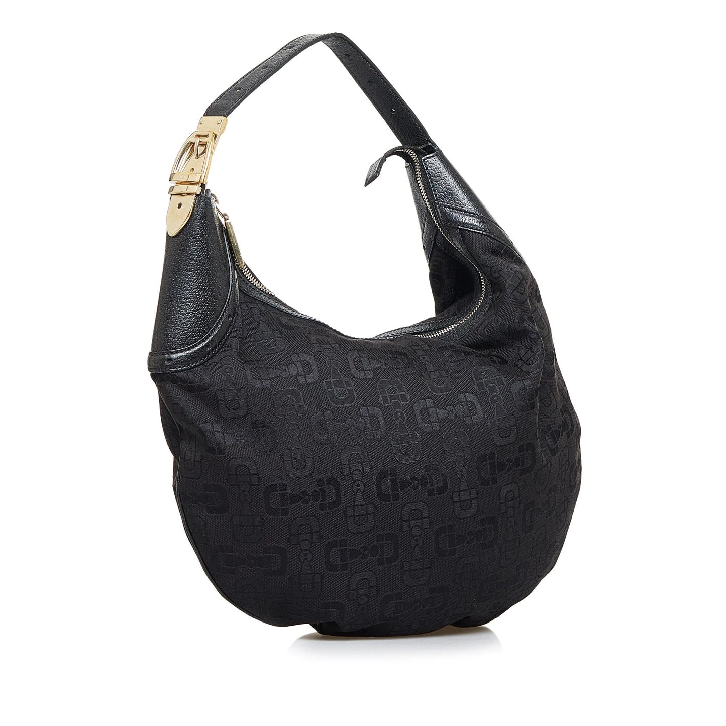Gucci Horsebit Glam SHG-xFHs2w Canvas Calf Black Shoulder Bag