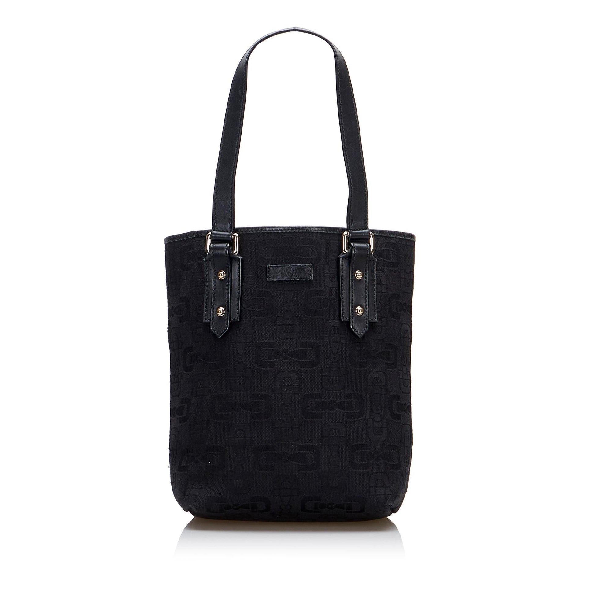 Gucci Horsebit SHG-o5pRFo Canvas Black Satchel Bag