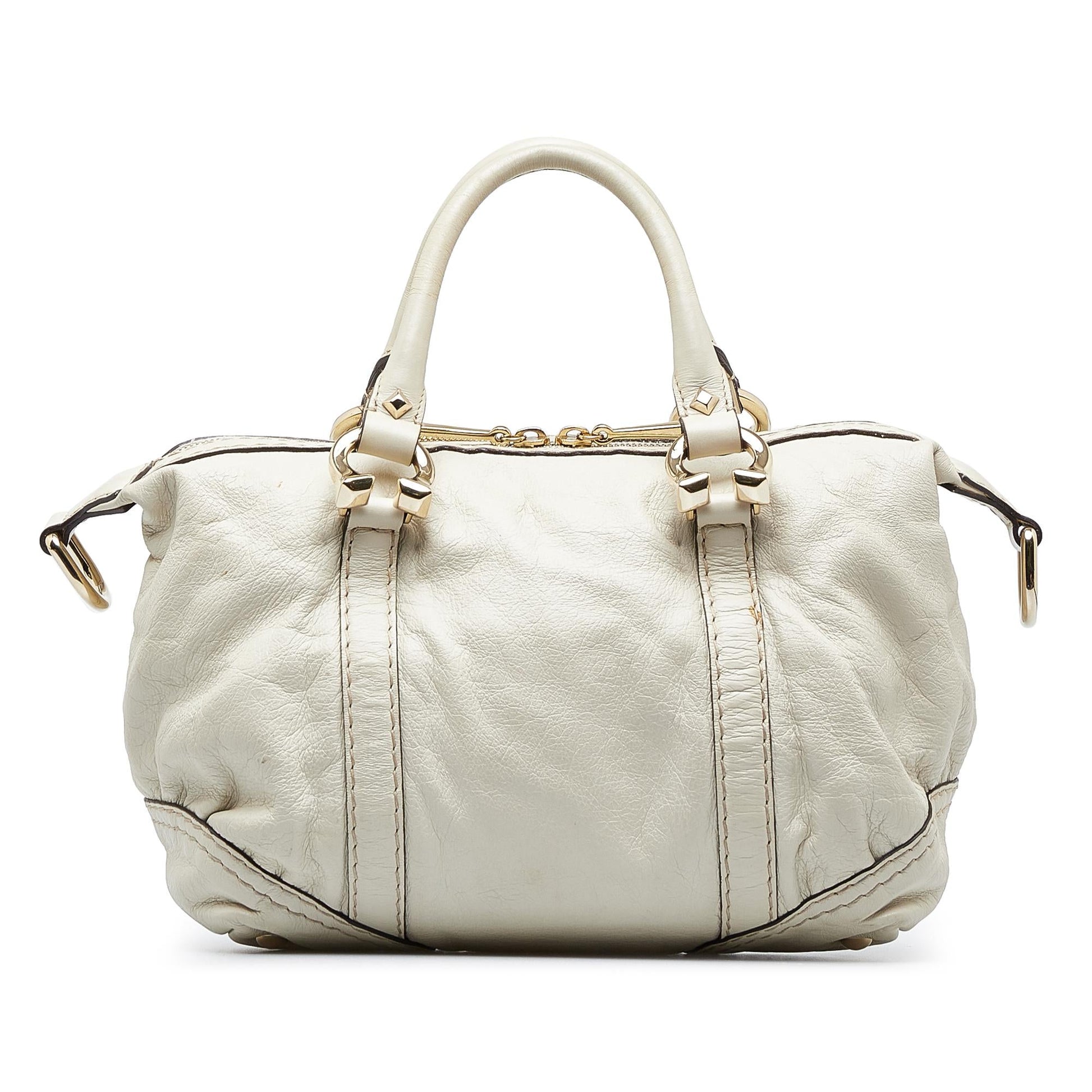 Gucci Horsebit Nail Boston SHG-XgMbpt Calf White Satchel Bag