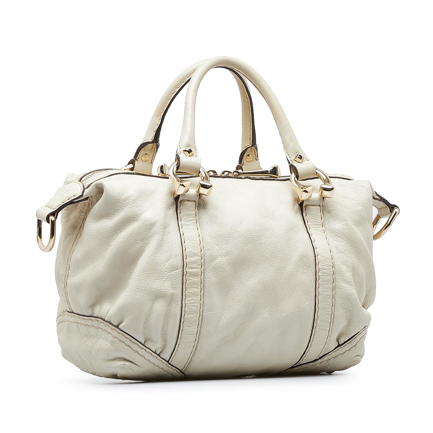 Gucci Horsebit Nail Boston SHG-XgMbpt Calf White Satchel Bag