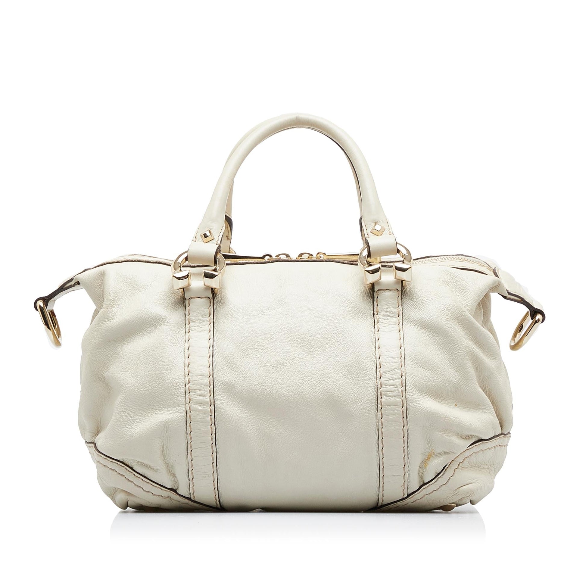 Gucci Horsebit Nail Boston SHG-P44hrA Calf White Satchel Bag