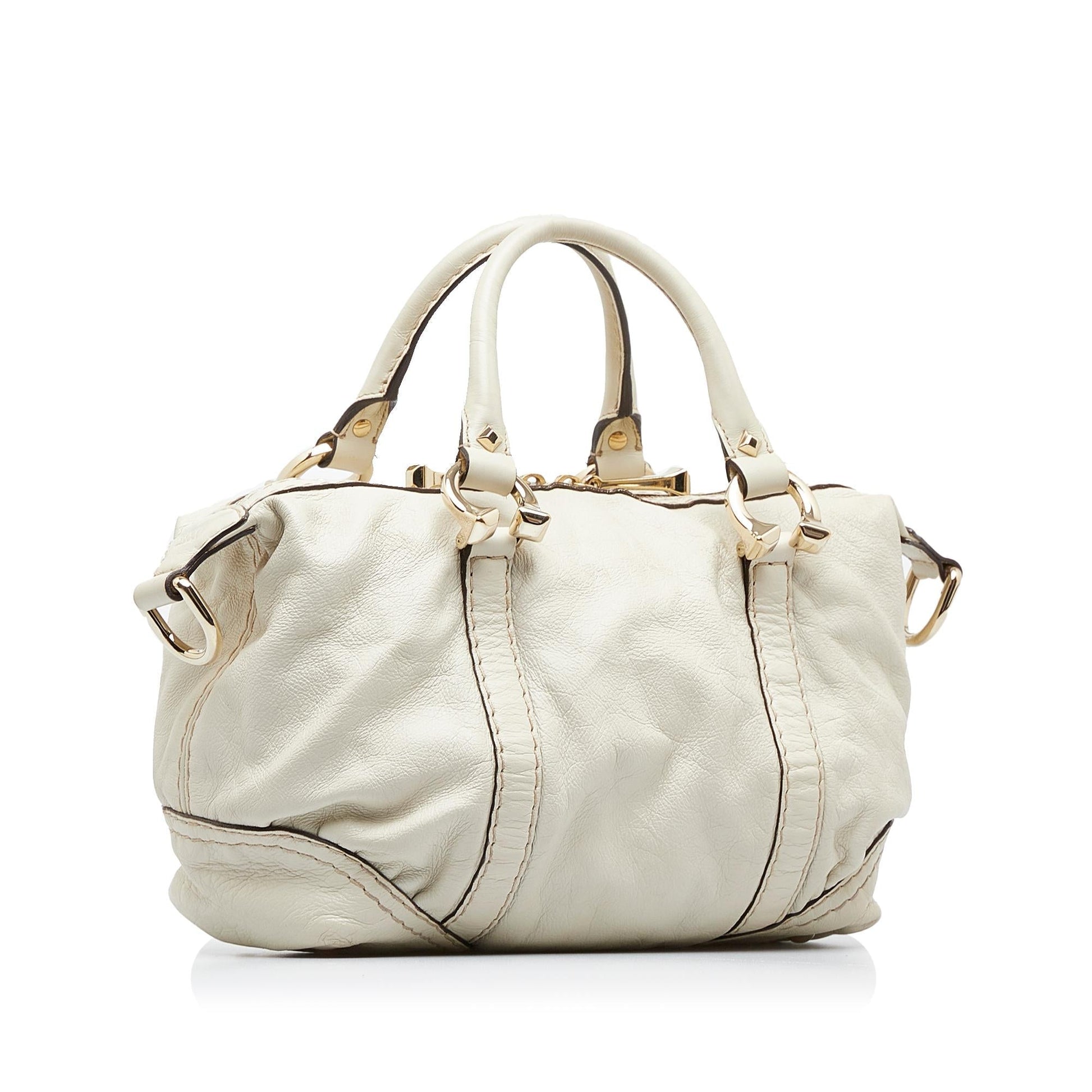 Gucci Horsebit Nail Boston SHG-P44hrA Calf White Satchel Bag