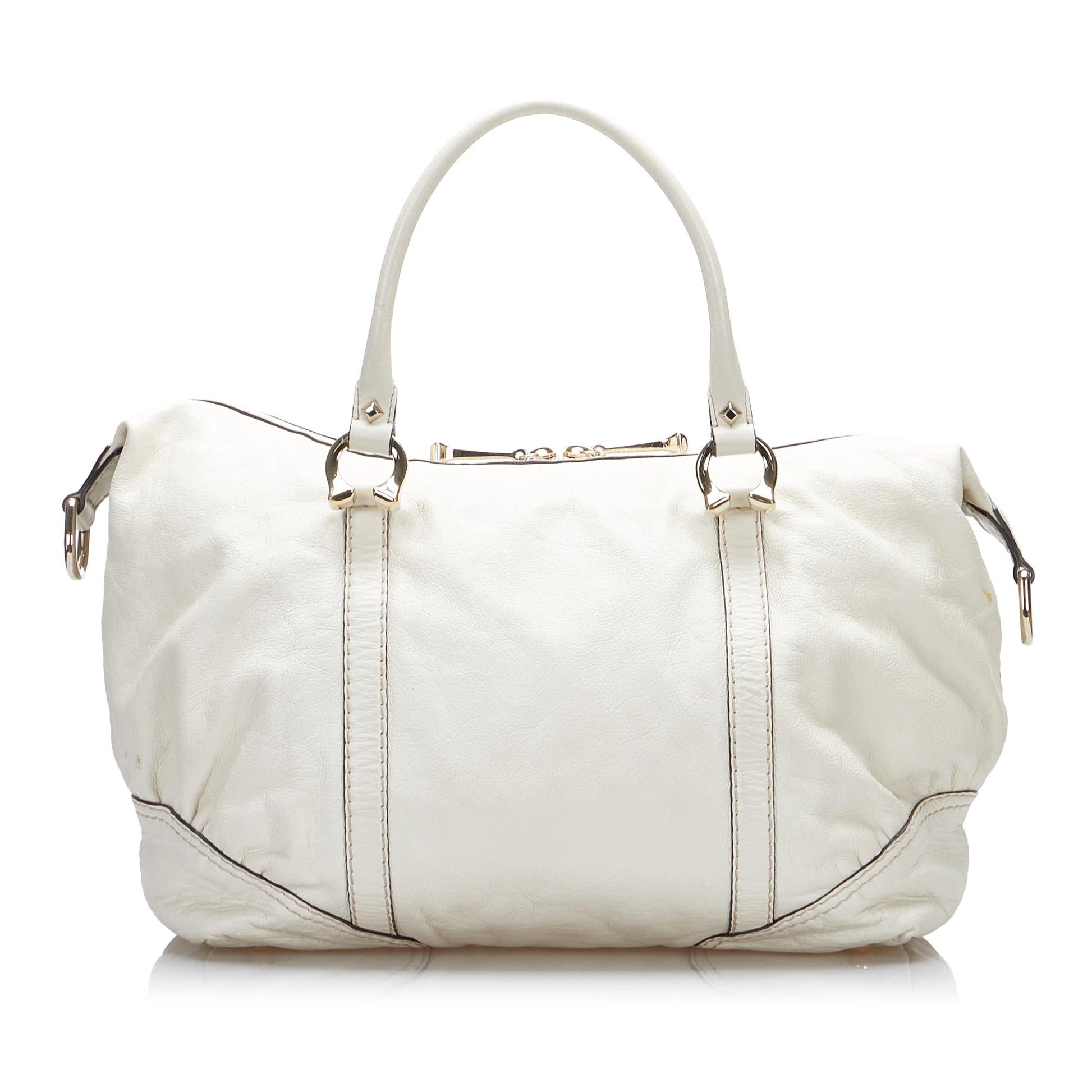 Gucci Horsebit Nail Boston SHG-7Bfx35 Calf White Satchel Bag