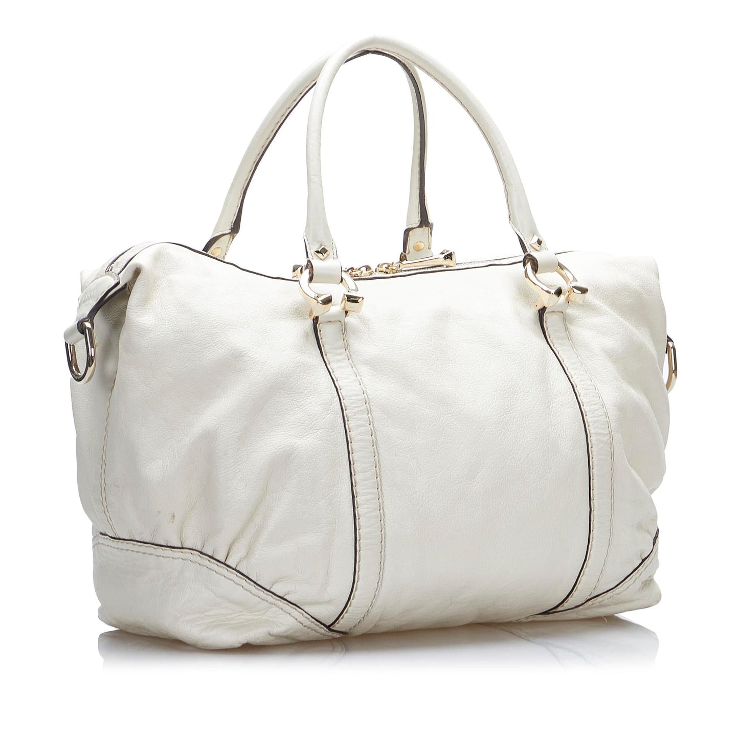 Gucci Horsebit Nail Boston SHG-7Bfx35 Calf White Satchel Bag
