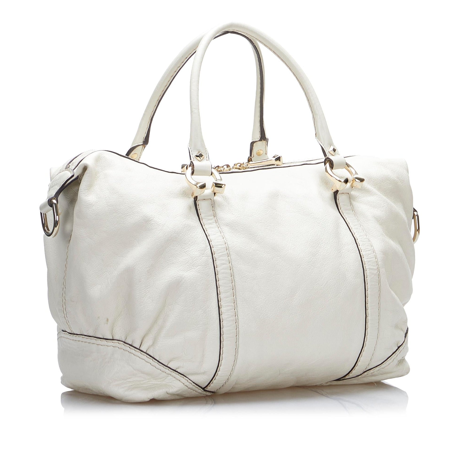 Gucci Horsebit Nail Boston SHG-7Bfx35 Calf White Satchel Bag
