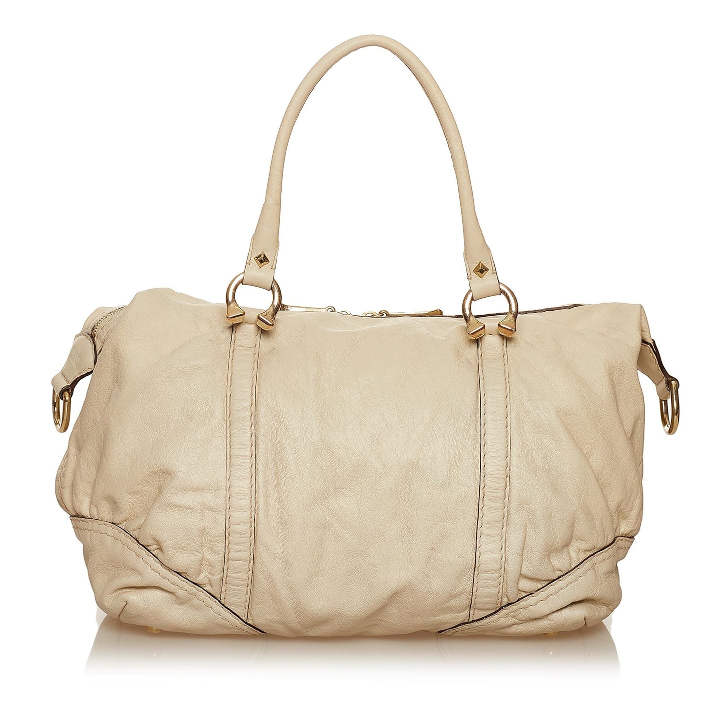 Gucci Horsebit Nail Boston SHG Leather Calf White Satchel Bag 4