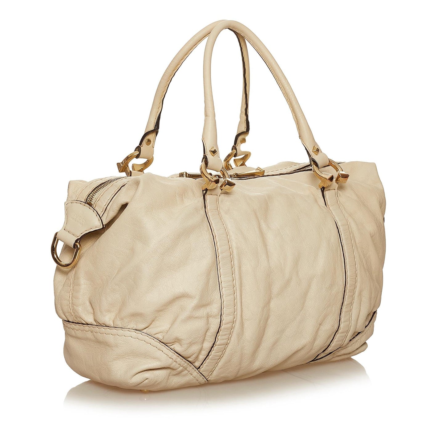 Gucci Horsebit Nail Boston SHG Leather Calf White Satchel Bag 4