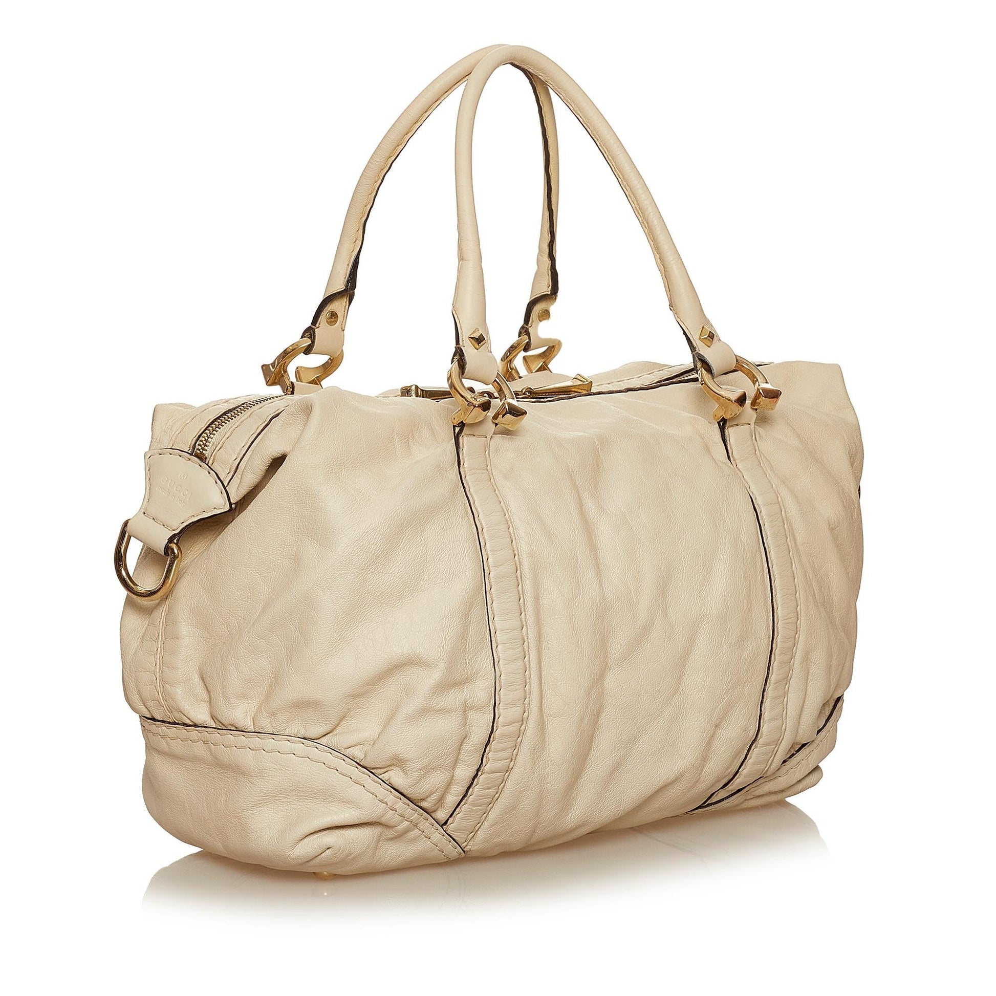Gucci Horsebit Nail Boston SHG Leather Calf White Satchel Bag 4