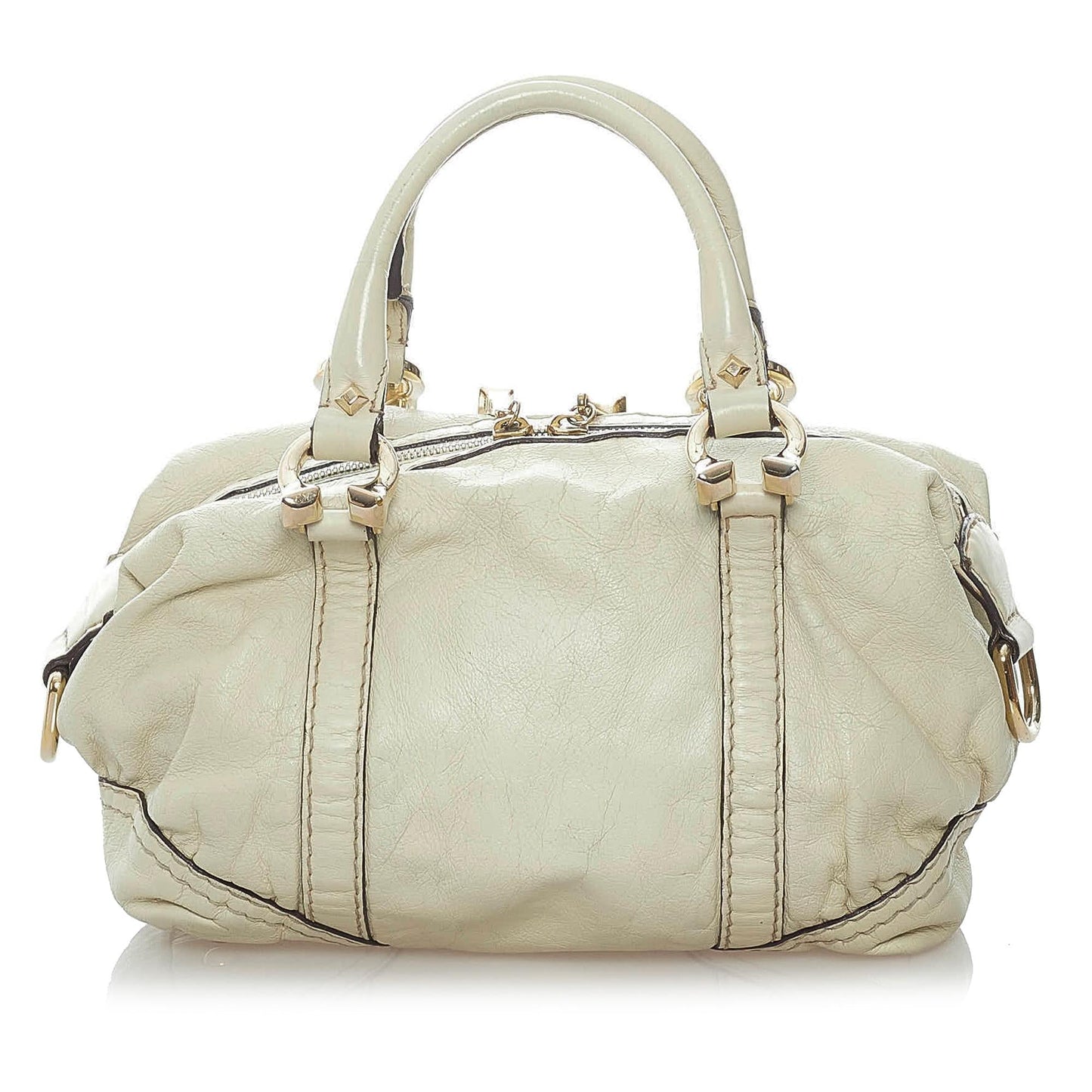 Gucci Horsebit Nail Boston SHG Leather Calf White Satchel Bag 6