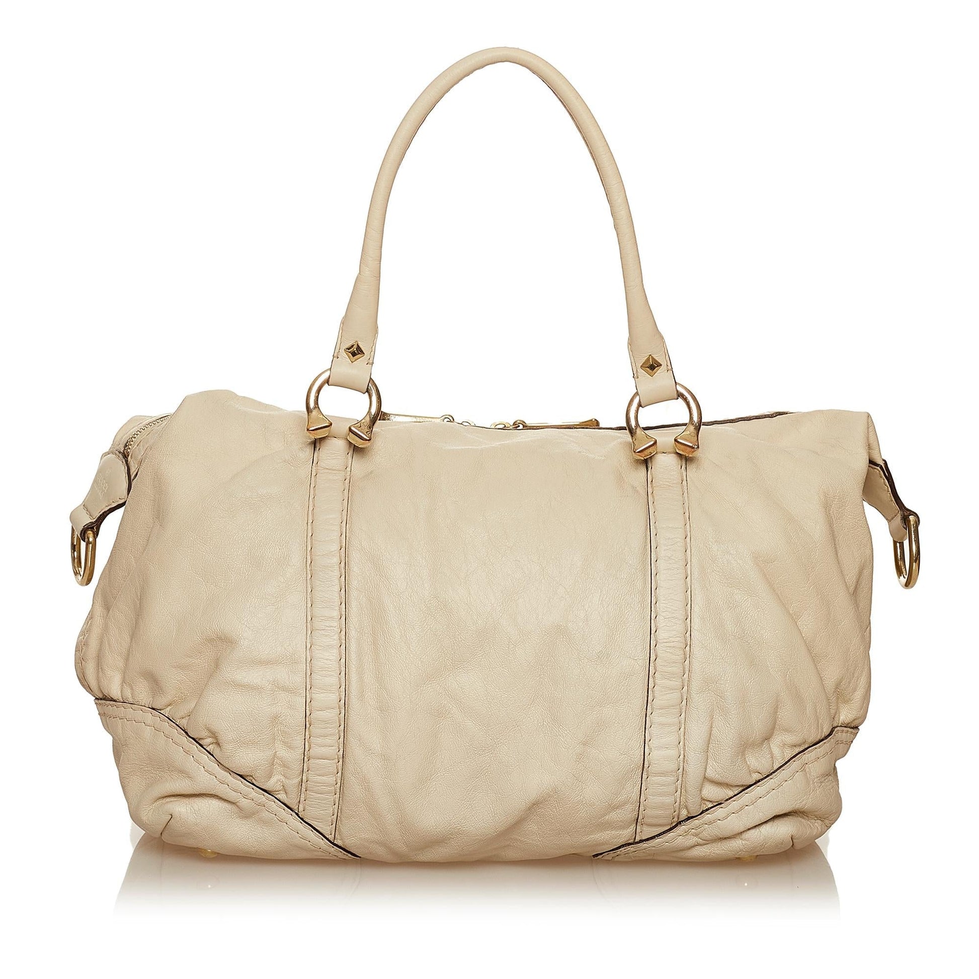 Gucci Horsebit Nail Boston SHG Leather Calf White Satchel Bag