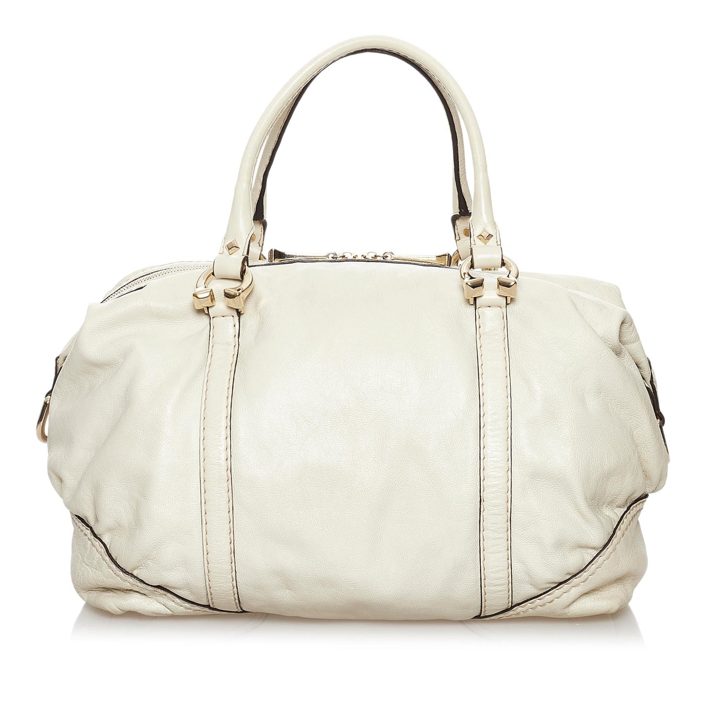 Gucci Horsebit Nail Boston SHG Leather Calf White Satchel Bag Bag Shg