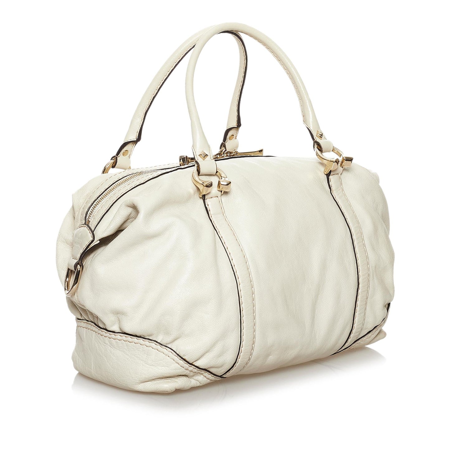 Gucci Horsebit Nail Boston SHG Leather Calf White Satchel Bag Bag Shg