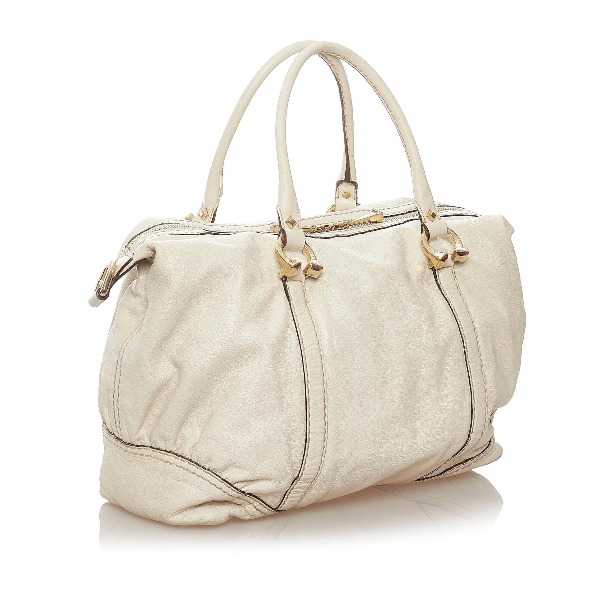 Gucci Horsebit Nail Boston SHG Leather Calf White Satchel Bag 3