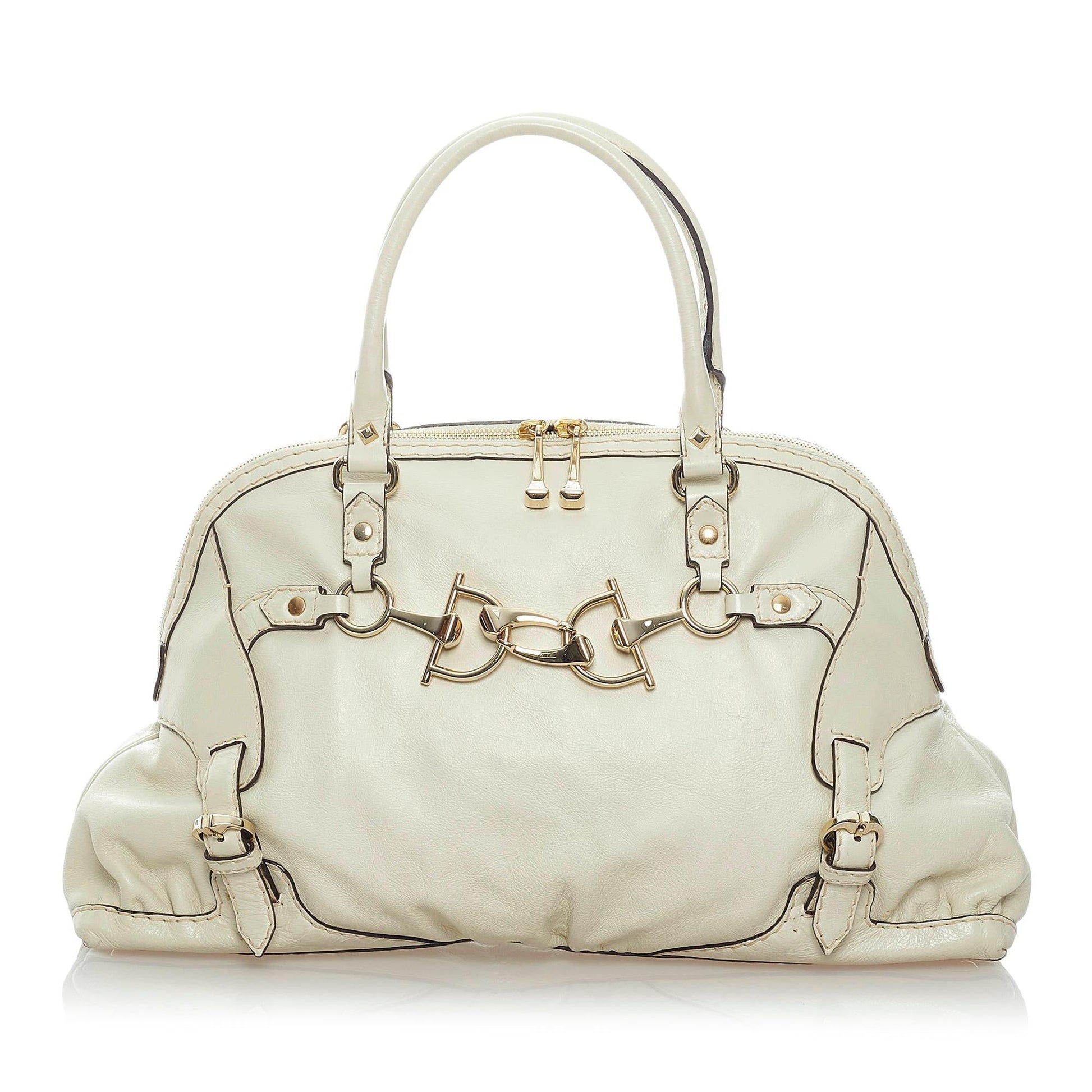 Gucci Horsebit Nail SHG Leather Calf White Tote Bag