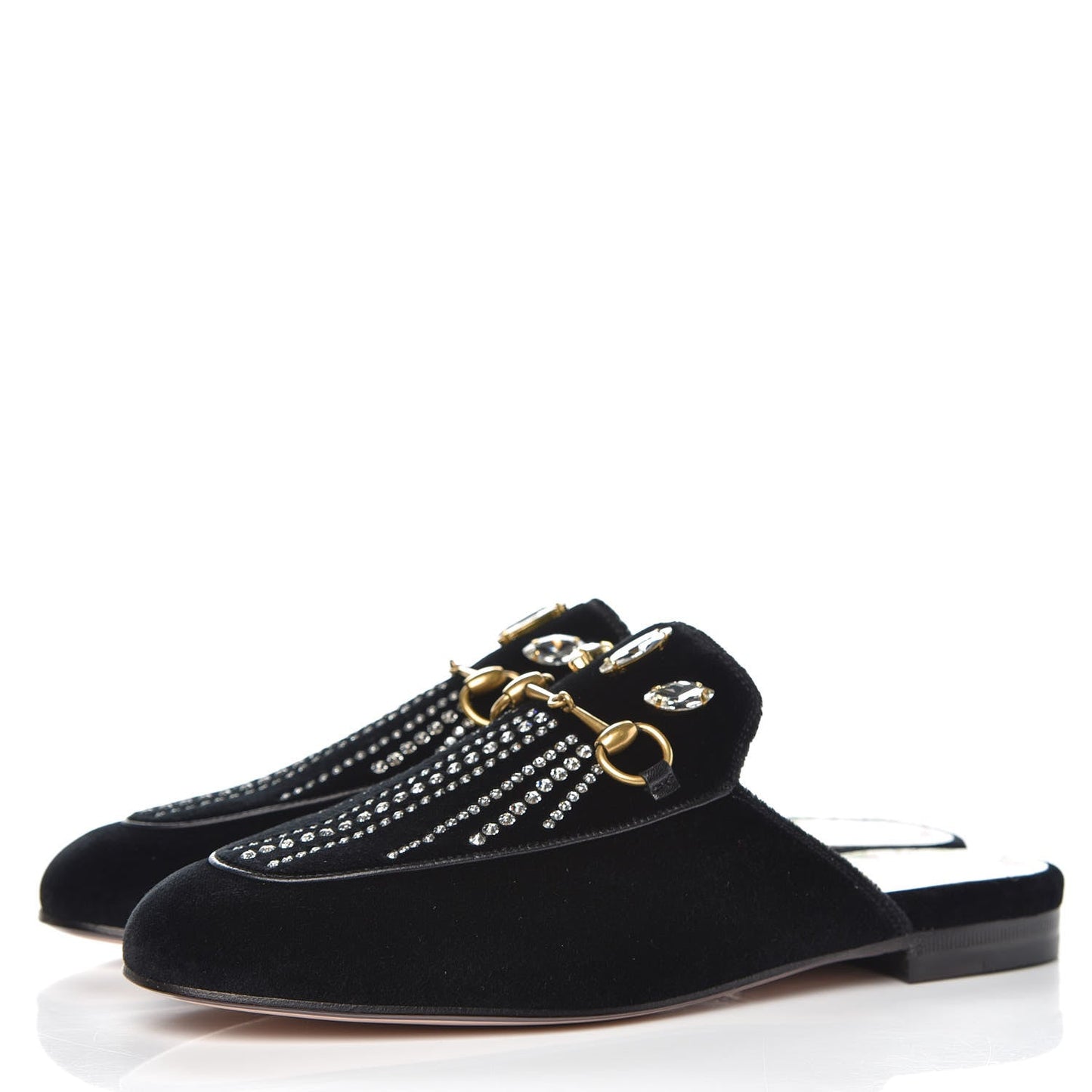 Gucci HORSEBIT CRYSTAL VELVET MULES Shoes