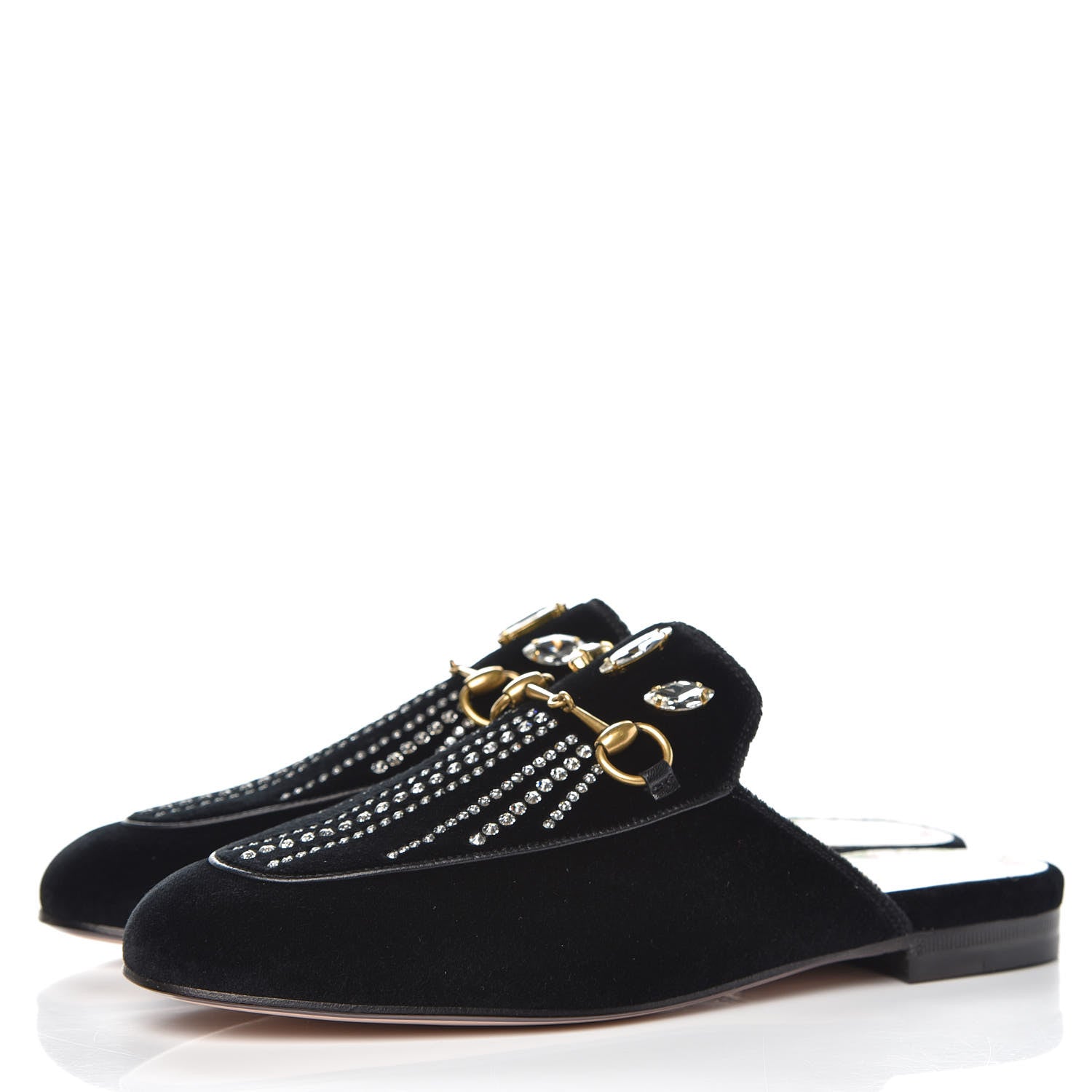 Gucci HORSEBIT CRYSTAL VELVET MULES Shoes
