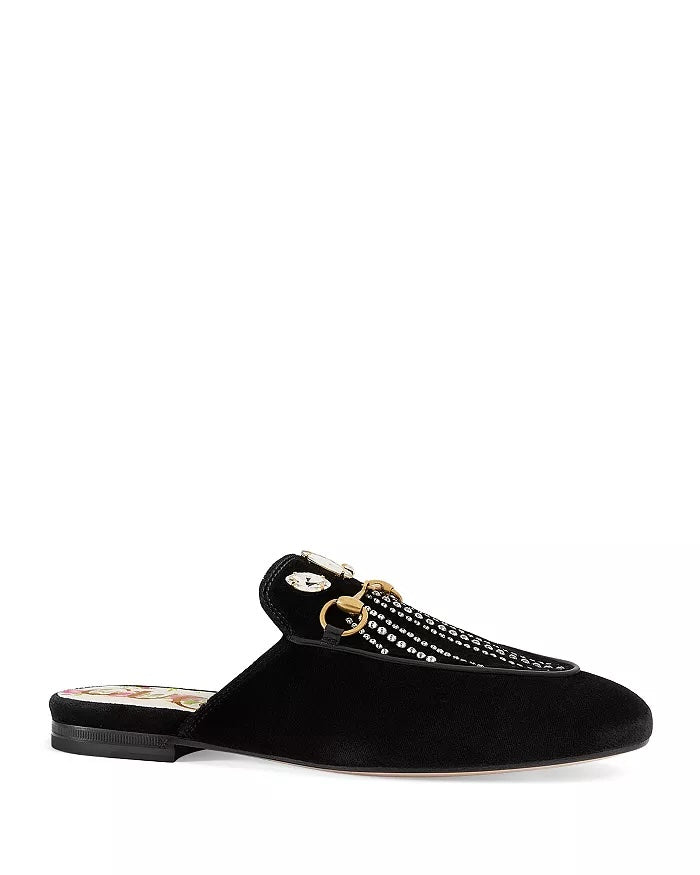 Gucci HORSEBIT CRYSTAL VELVET MULES Shoes