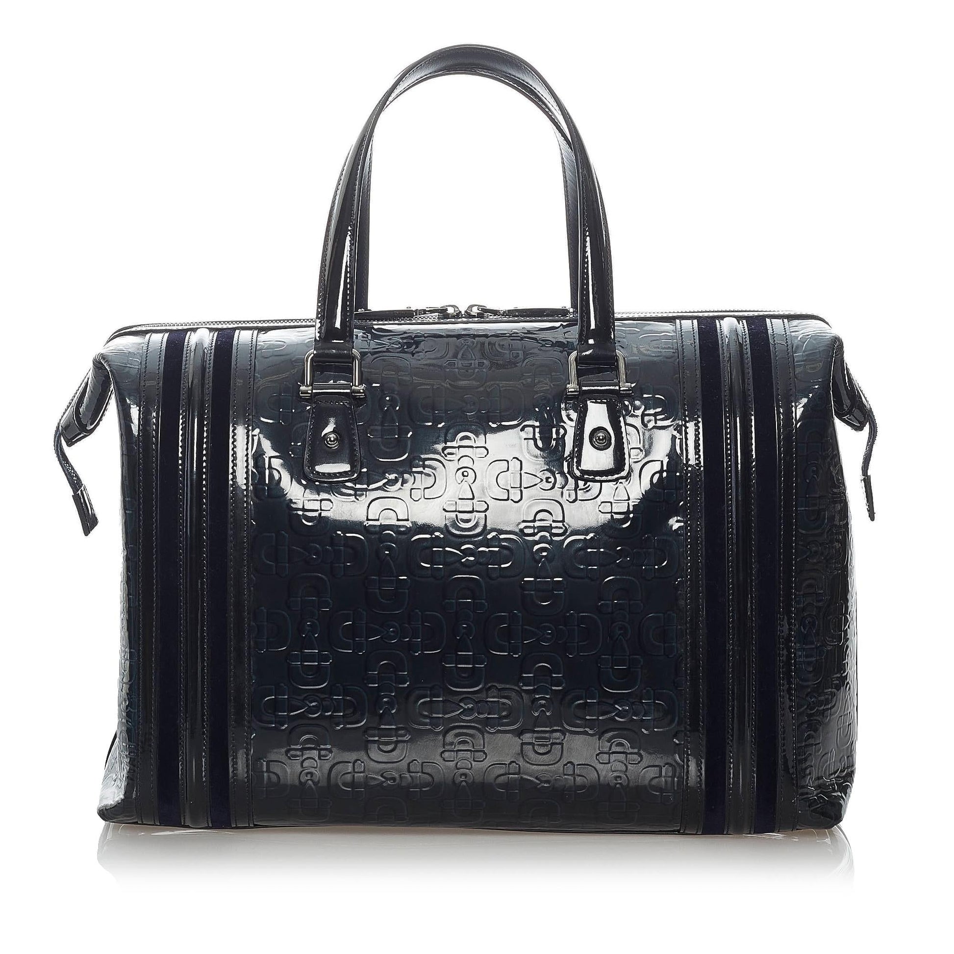 Gucci Horsebit Runway SHG Leather Patent Blue Satchel Bag
