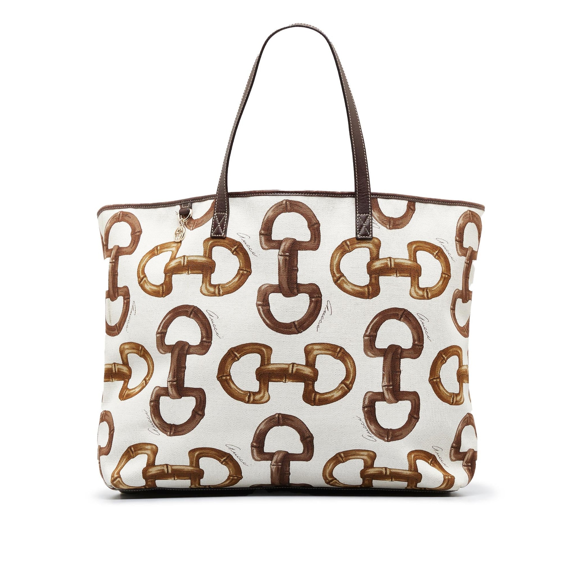 Gucci Horsebit SHG-HqQ7jb Canvas White Tote Bag