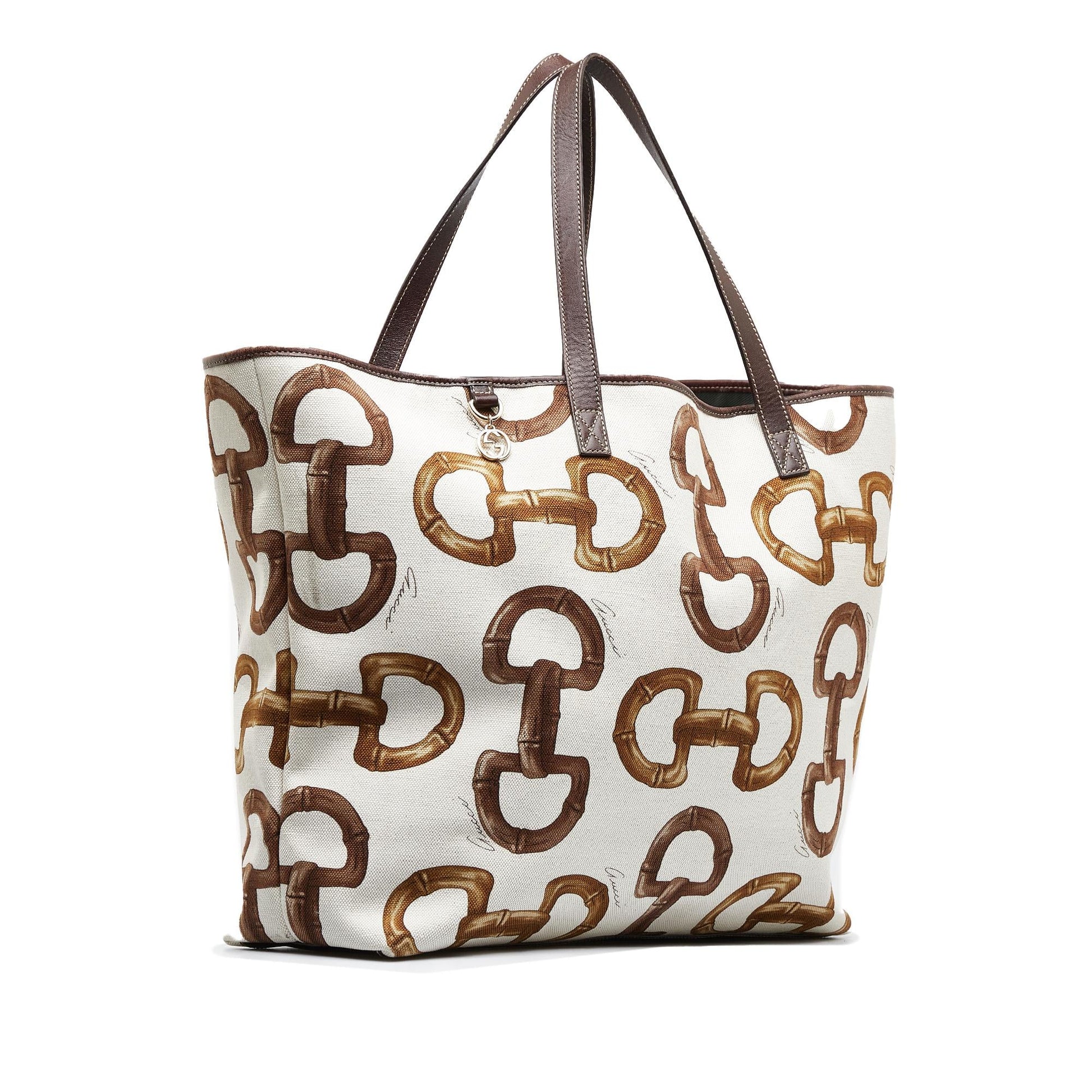 Gucci Horsebit SHG-HqQ7jb Canvas White Tote Bag