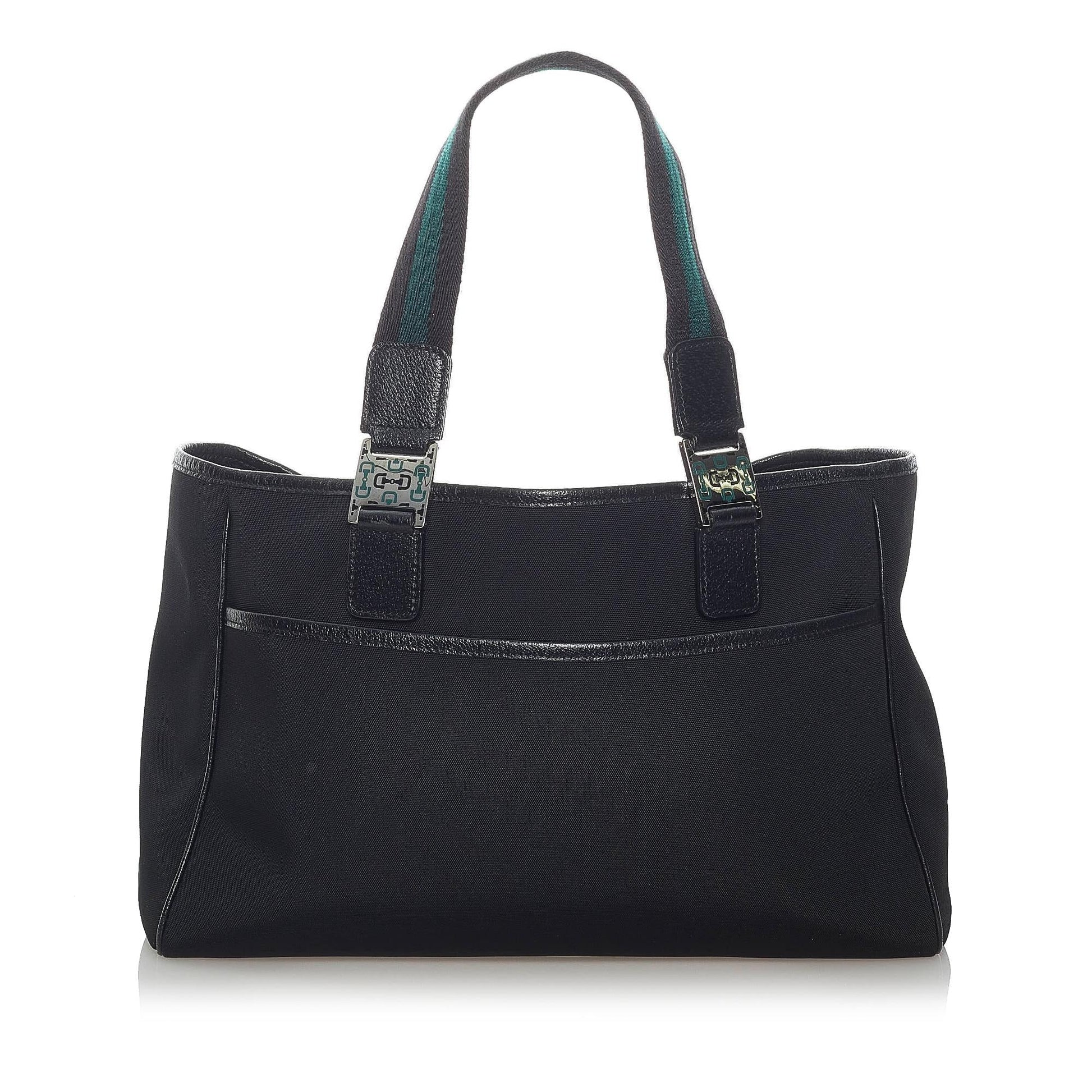 Gucci Horsebit Web SHG-fpGZRl Canvas Calf Black Satchel Bag