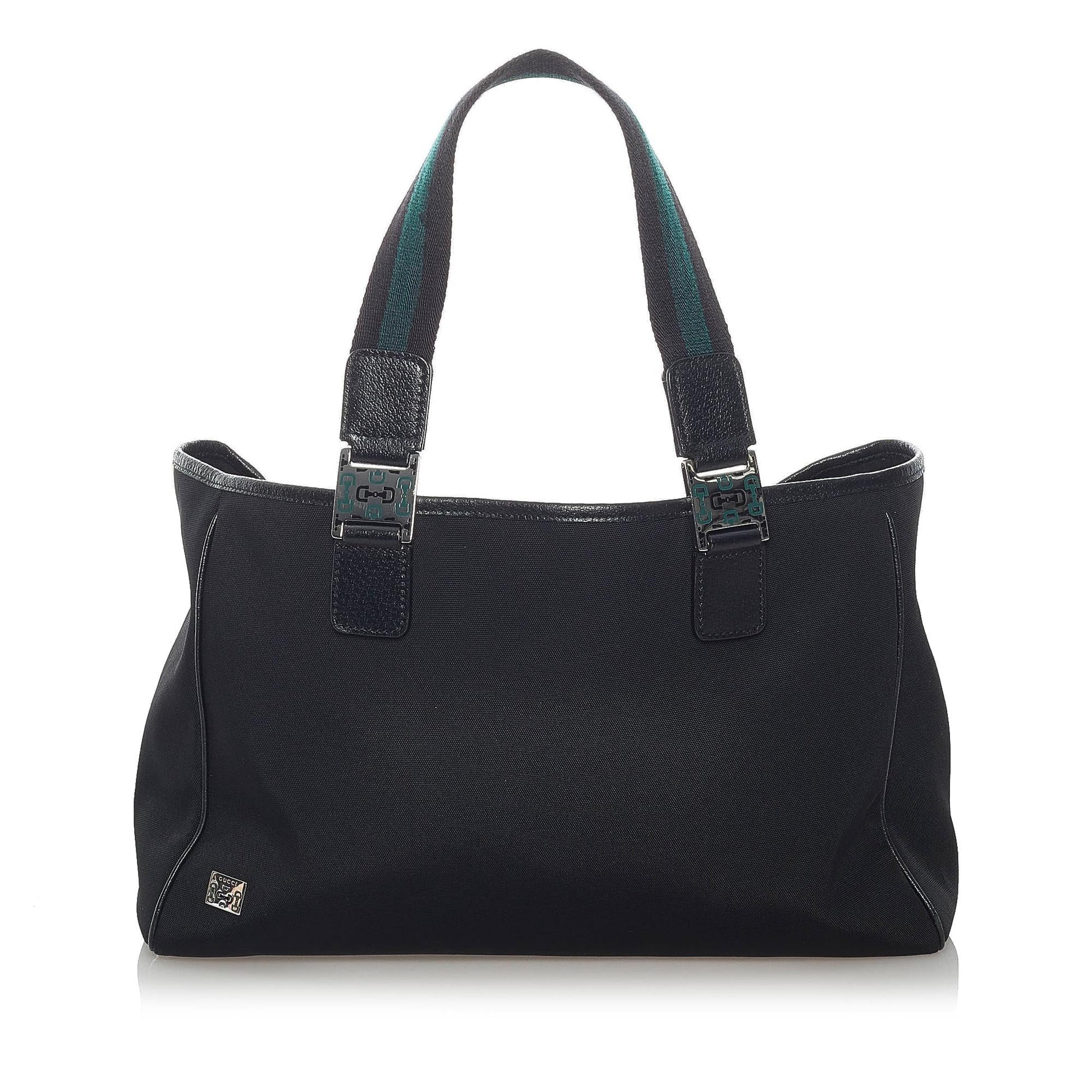 Gucci Horsebit Web SHG-fpGZRl Canvas Calf Black Satchel Bag