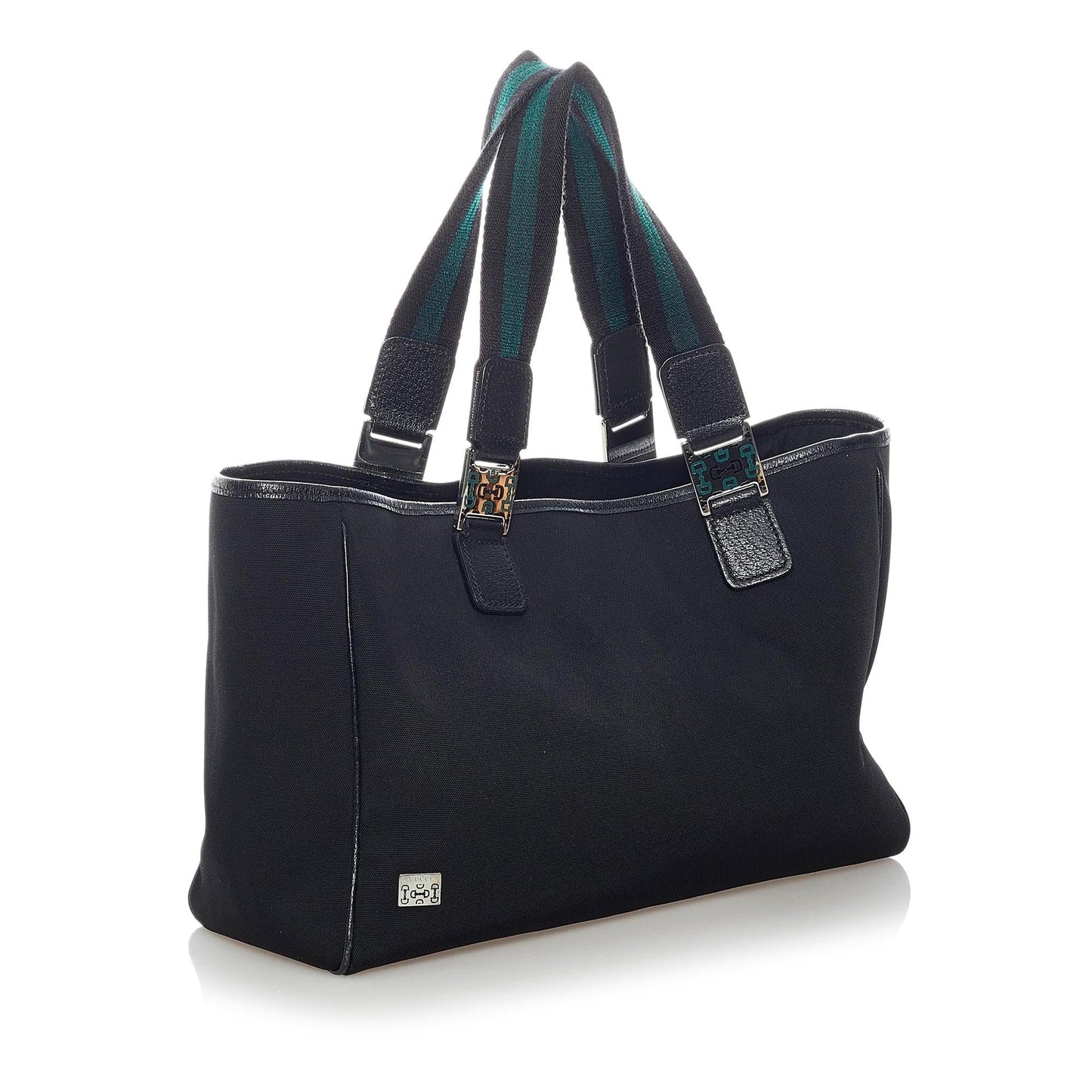 Gucci Horsebit Web SHG Nylon Calf Black Satchel Bag
