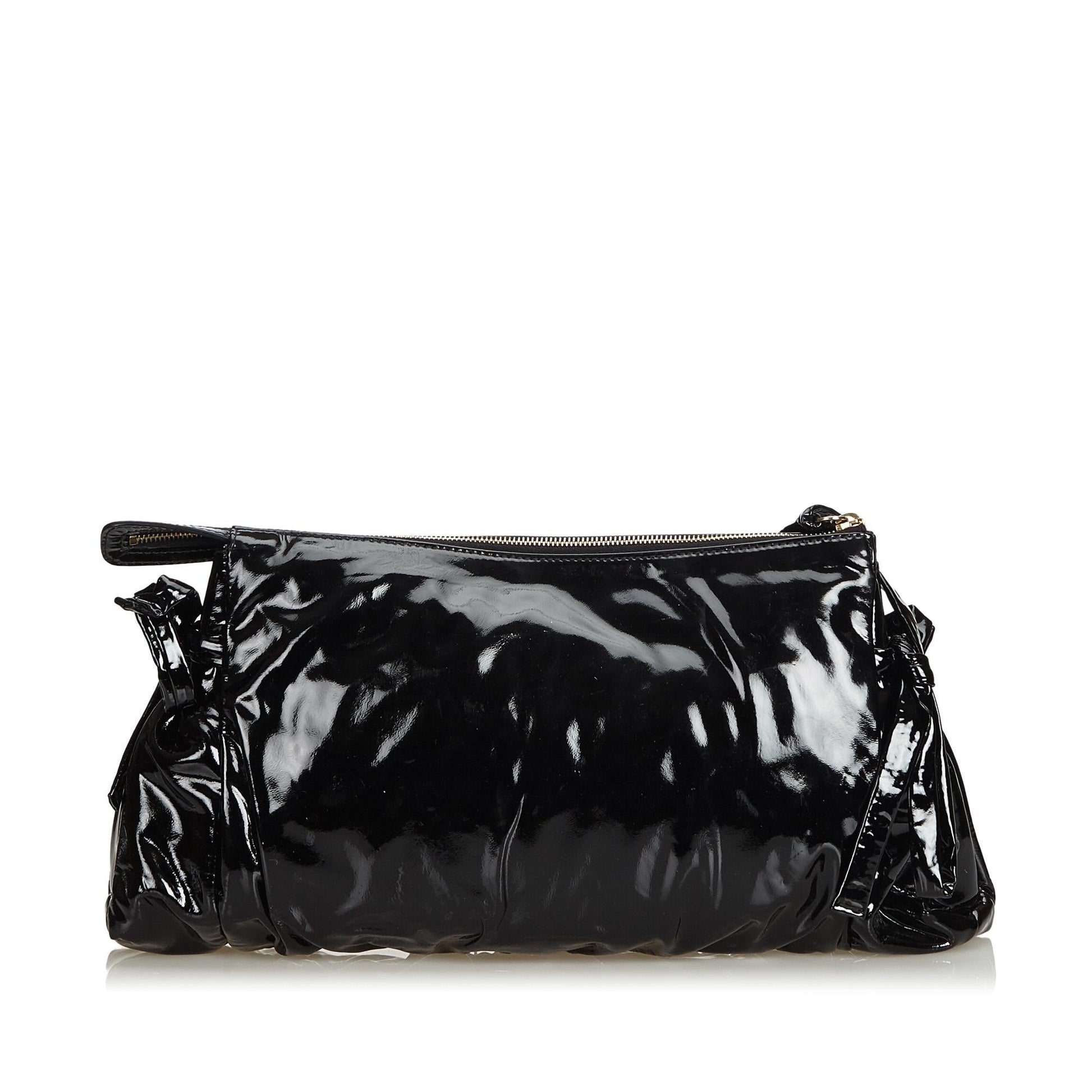 Gucci Hysteria SHG Leather Patent Black Clutch Bag