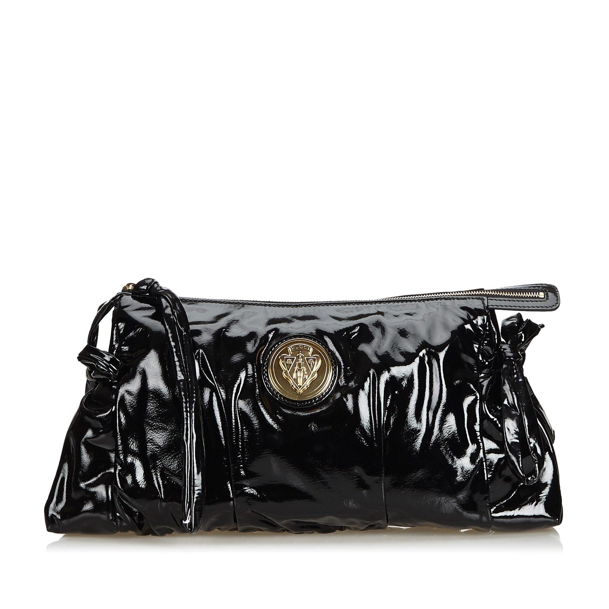 Gucci Hysteria SHG Leather Patent Black Clutch Bag