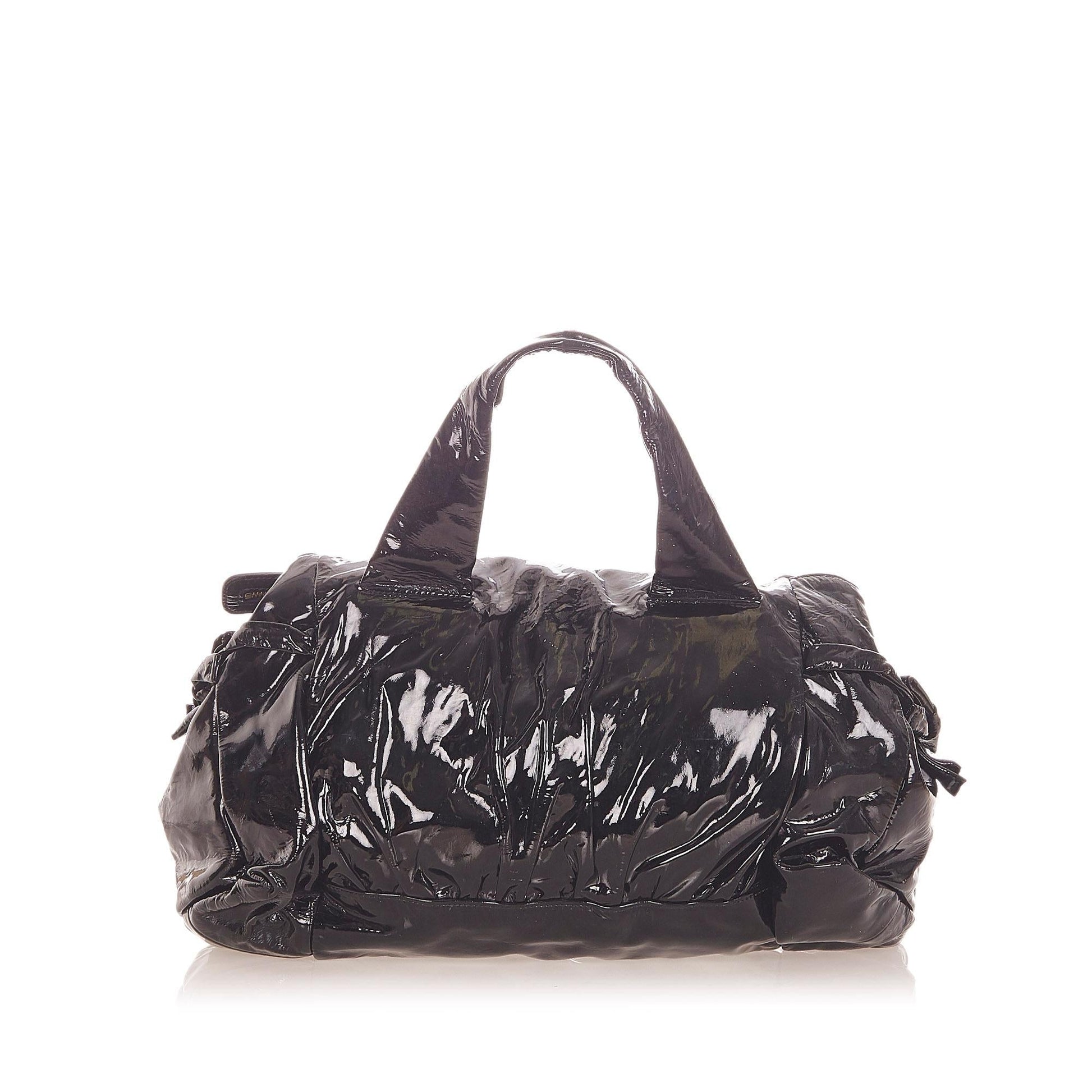 Gucci Hysteria SHG Leather Patent Black Satchel Bag Handbag Shg