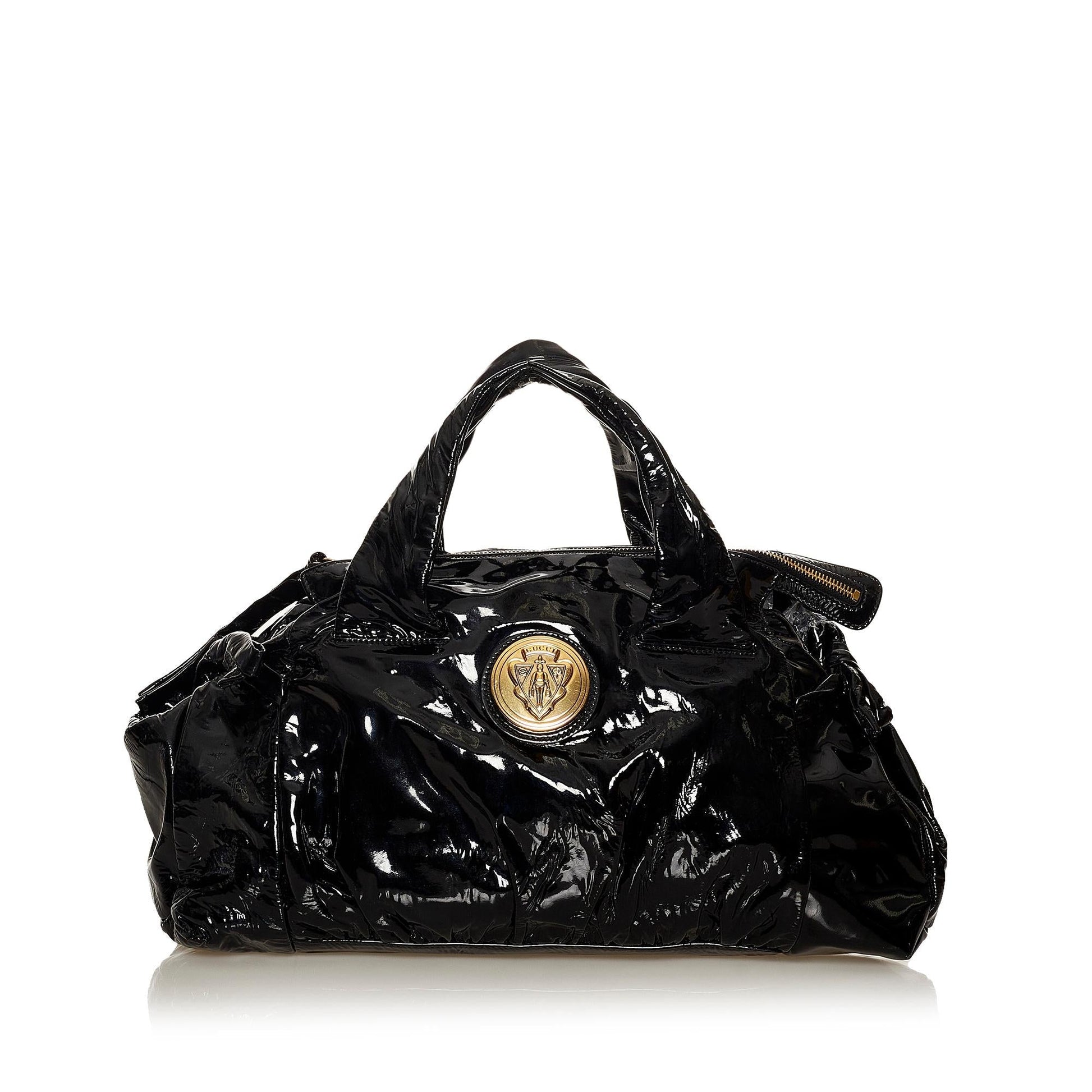 Gucci Hysteria SHG Leather Patent Black Satchel Bag
