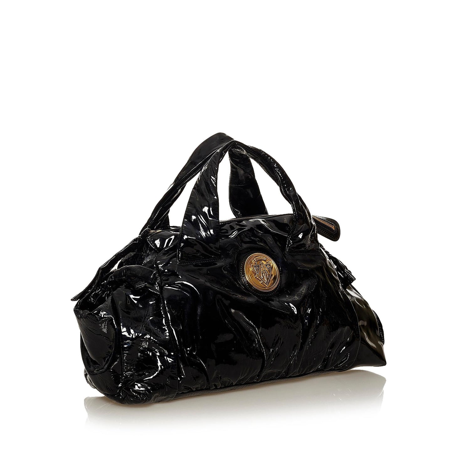 Gucci Hysteria SHG Leather Patent Black Satchel Bag
