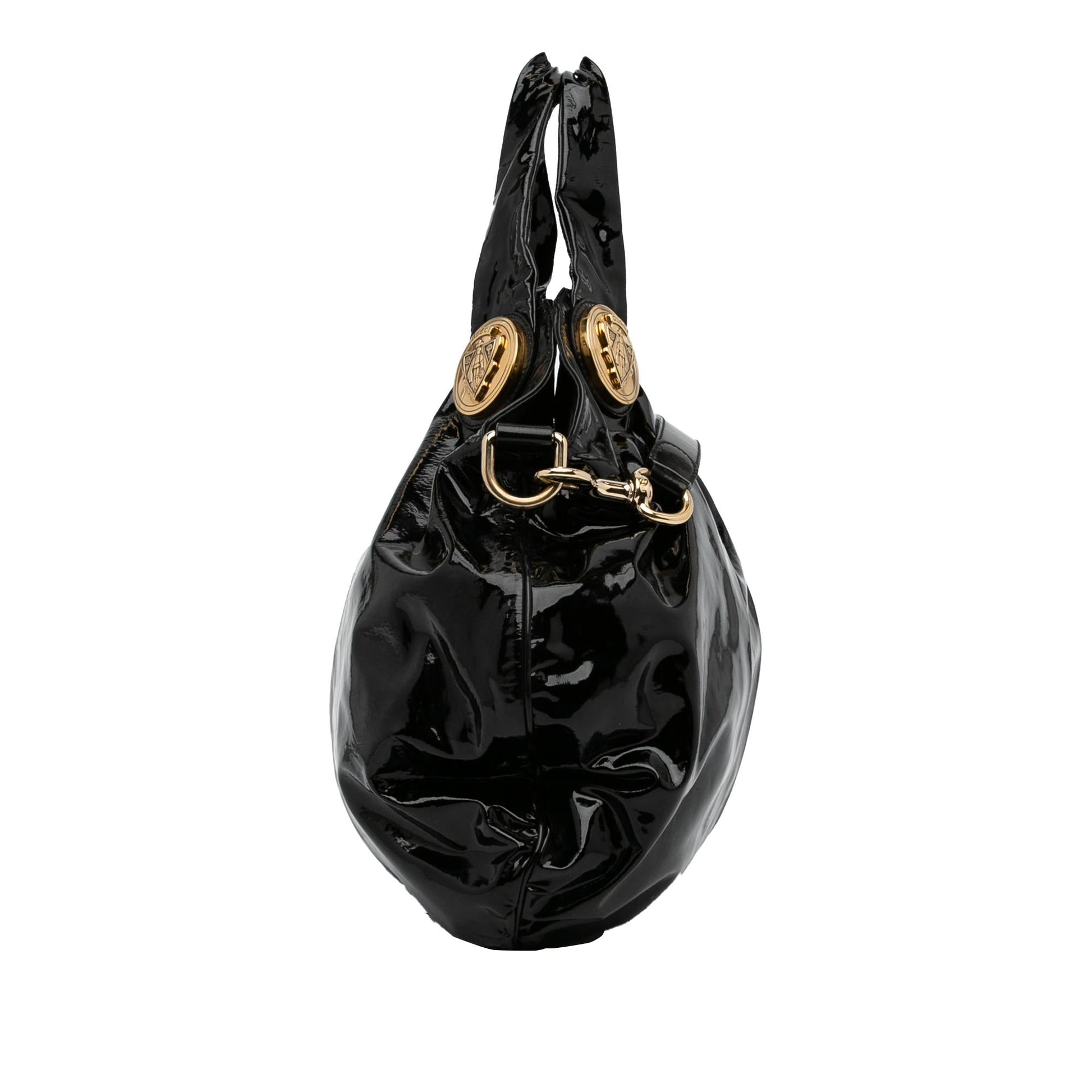 Gucci Hysteria SHG-XpM0yI Leather Patent Black Satchel Bag