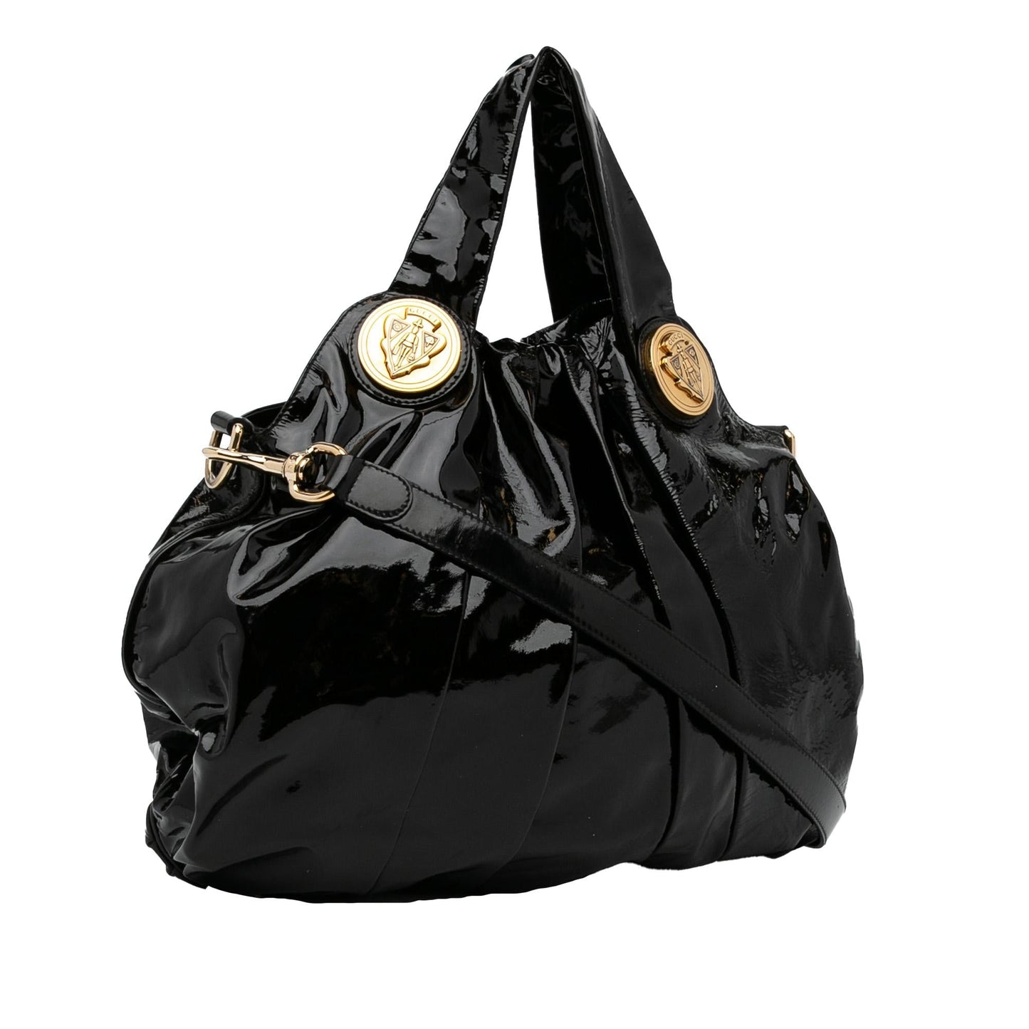 Gucci Hysteria SHG-XpM0yI Leather Patent Black Satchel Bag