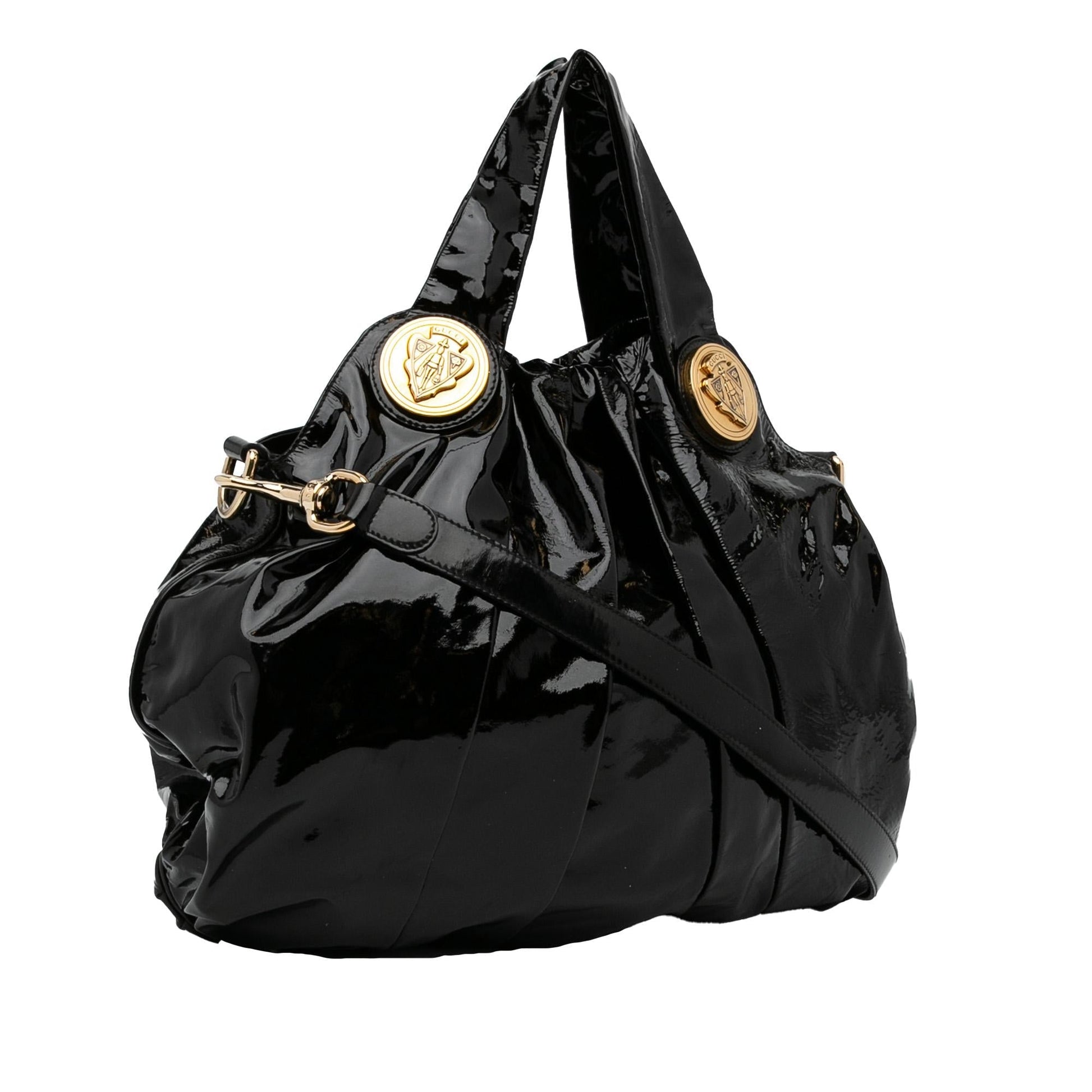 Gucci Hysteria SHG-XpM0yI Leather Patent Black Satchel Bag
