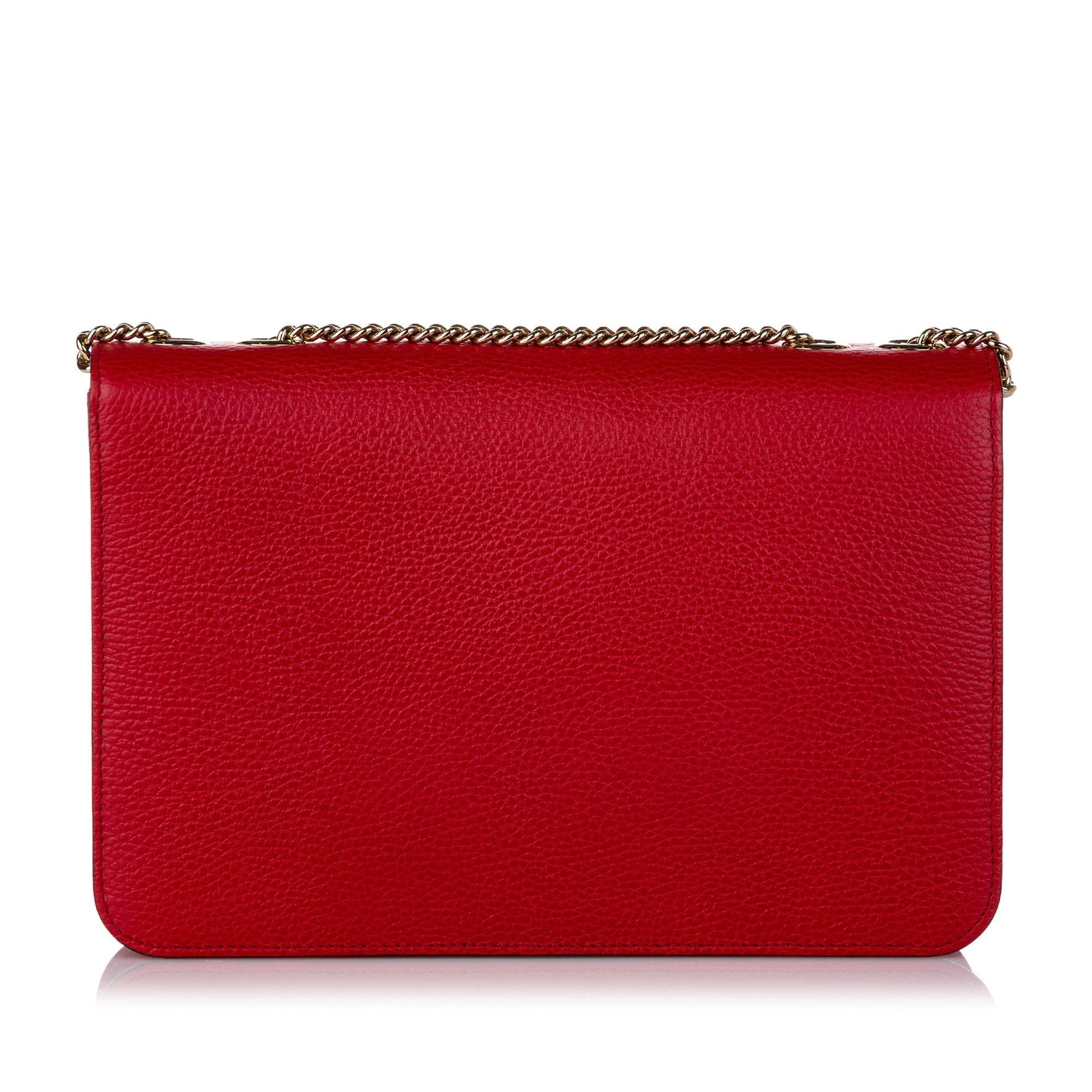 Gucci Interlocking G SHG Leather Calf Red Chain Crossbody Bag