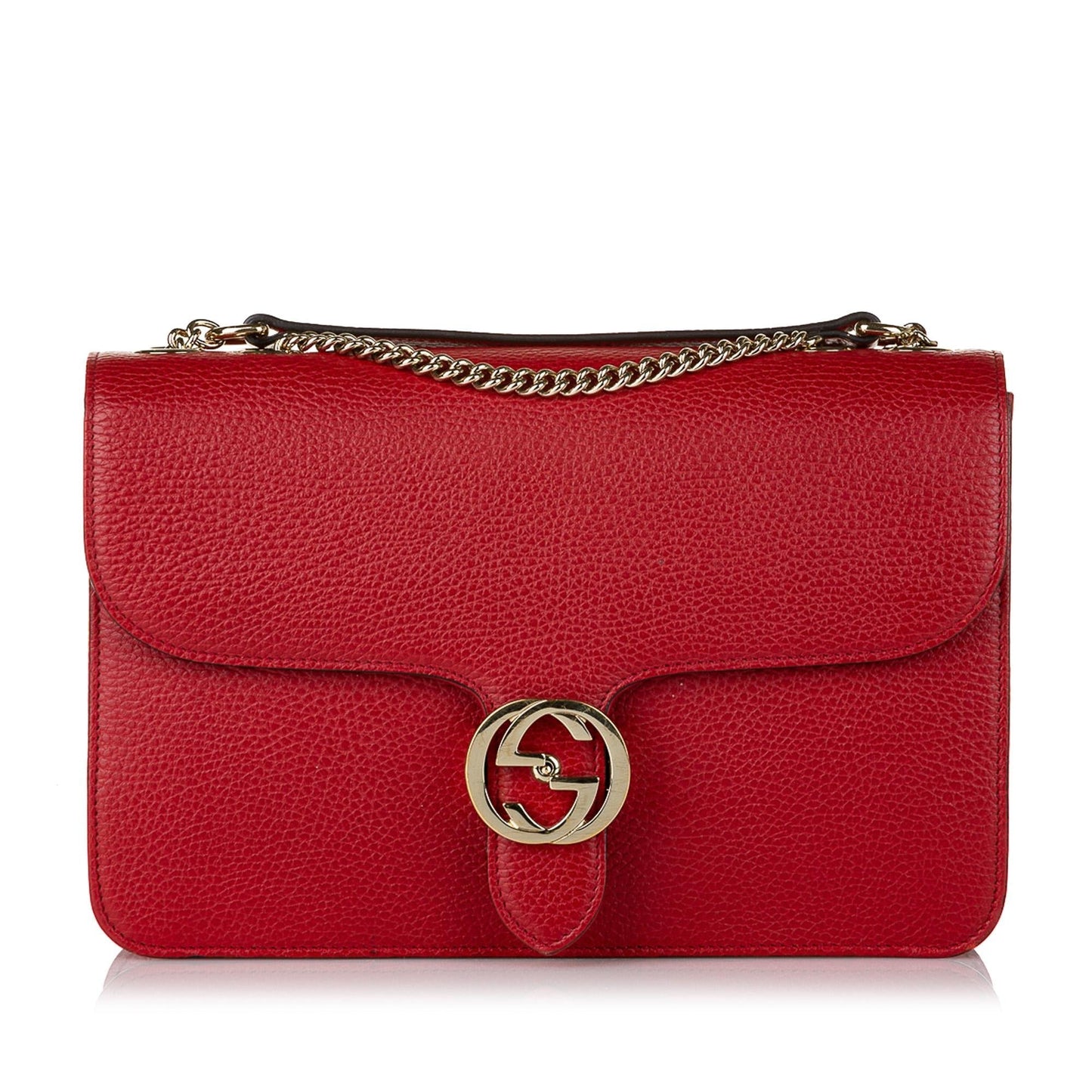 Gucci Interlocking G SHG Leather Calf Red Chain Crossbody Bag Bag Shg
