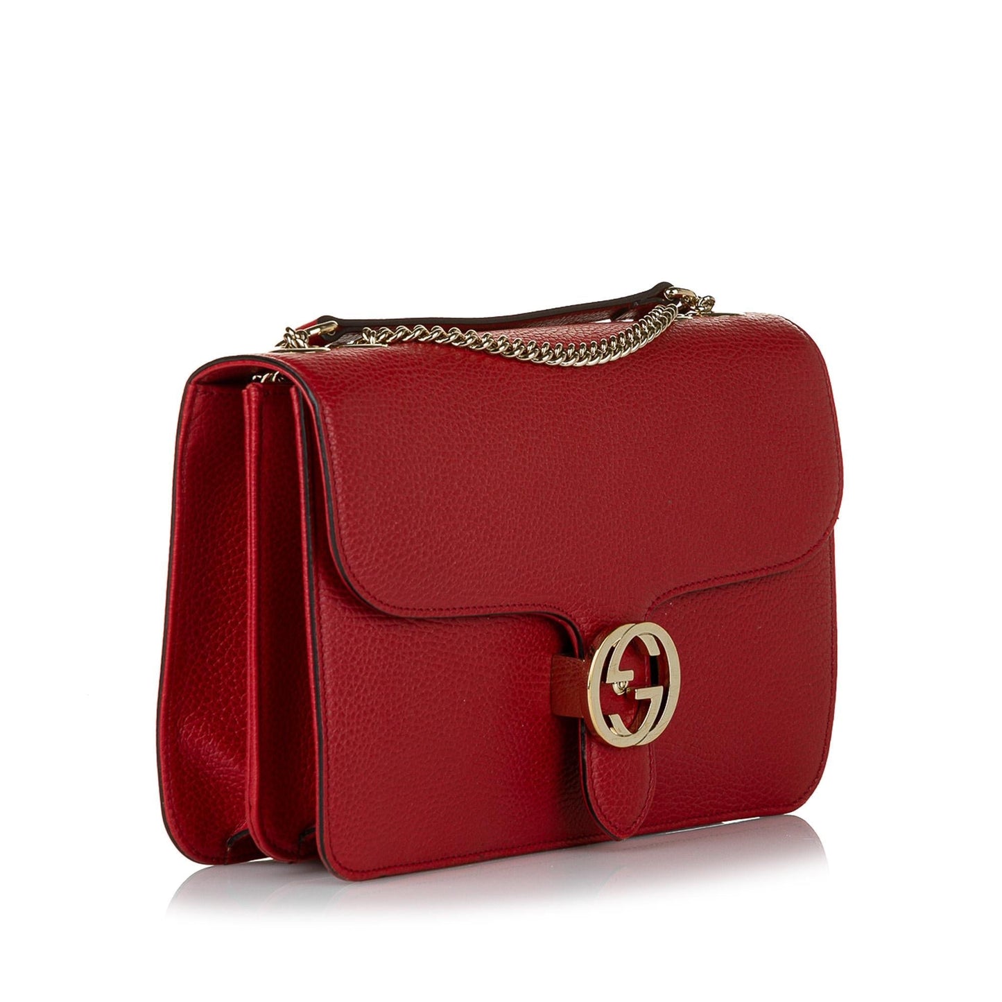 Gucci Interlocking G SHG Leather Calf Red Chain Crossbody Bag Bag Shg