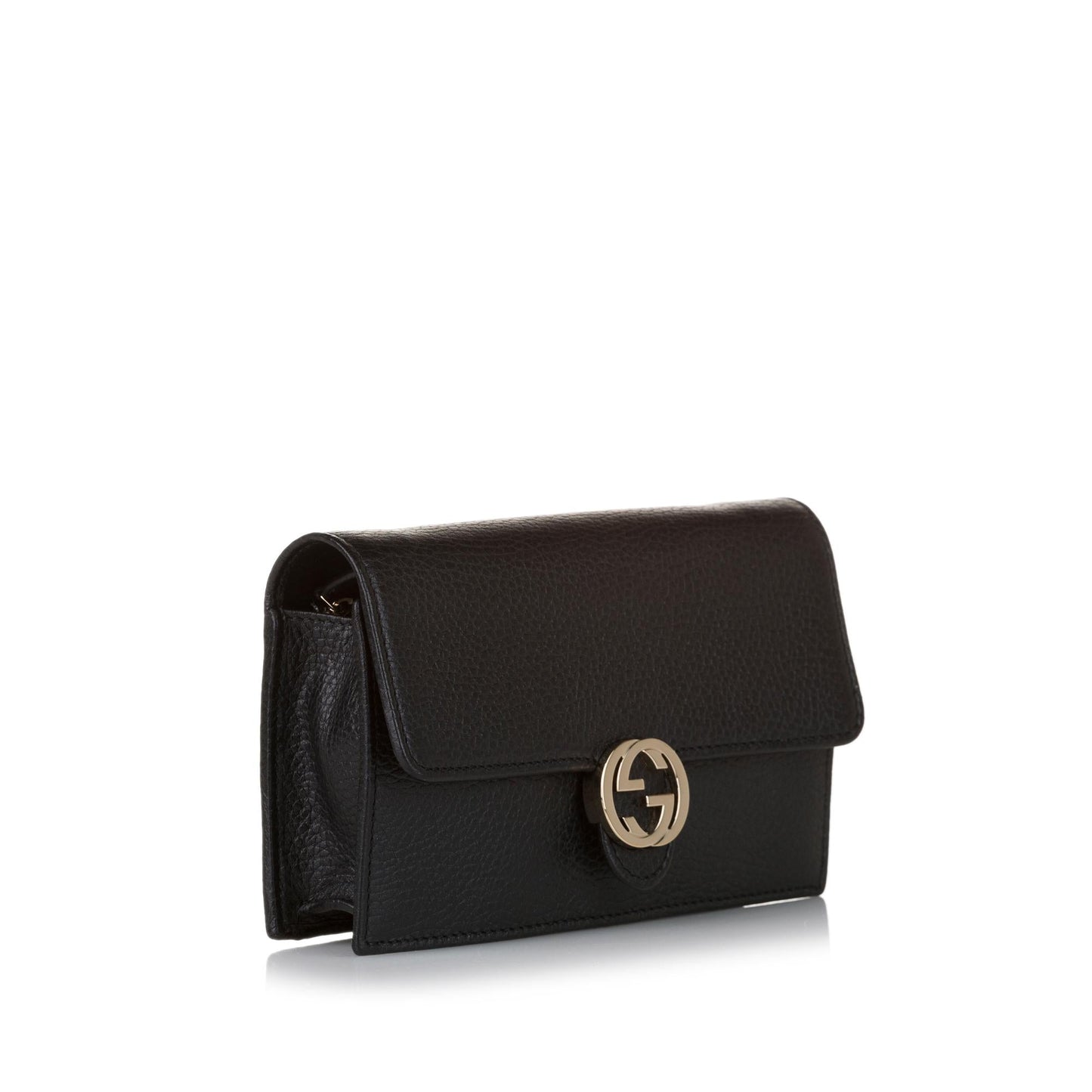 Gucci Interlocking G Wallet on SHG Leather Calf Black Chain Crossbody Bag Chain Shg