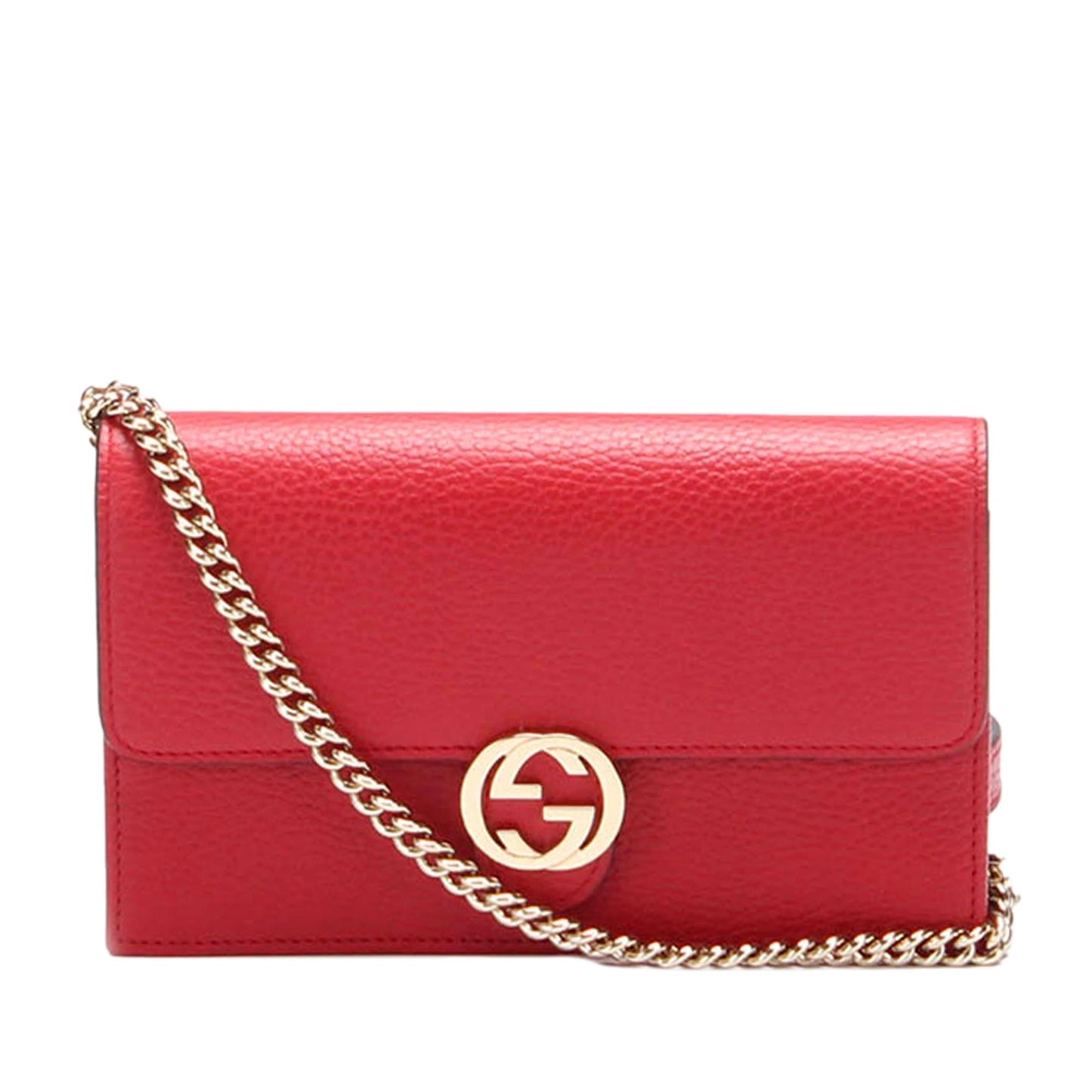 Gucci Interlocking G Wallet on SHG-Y5MFig Leather Red Chain Crossbody Bag