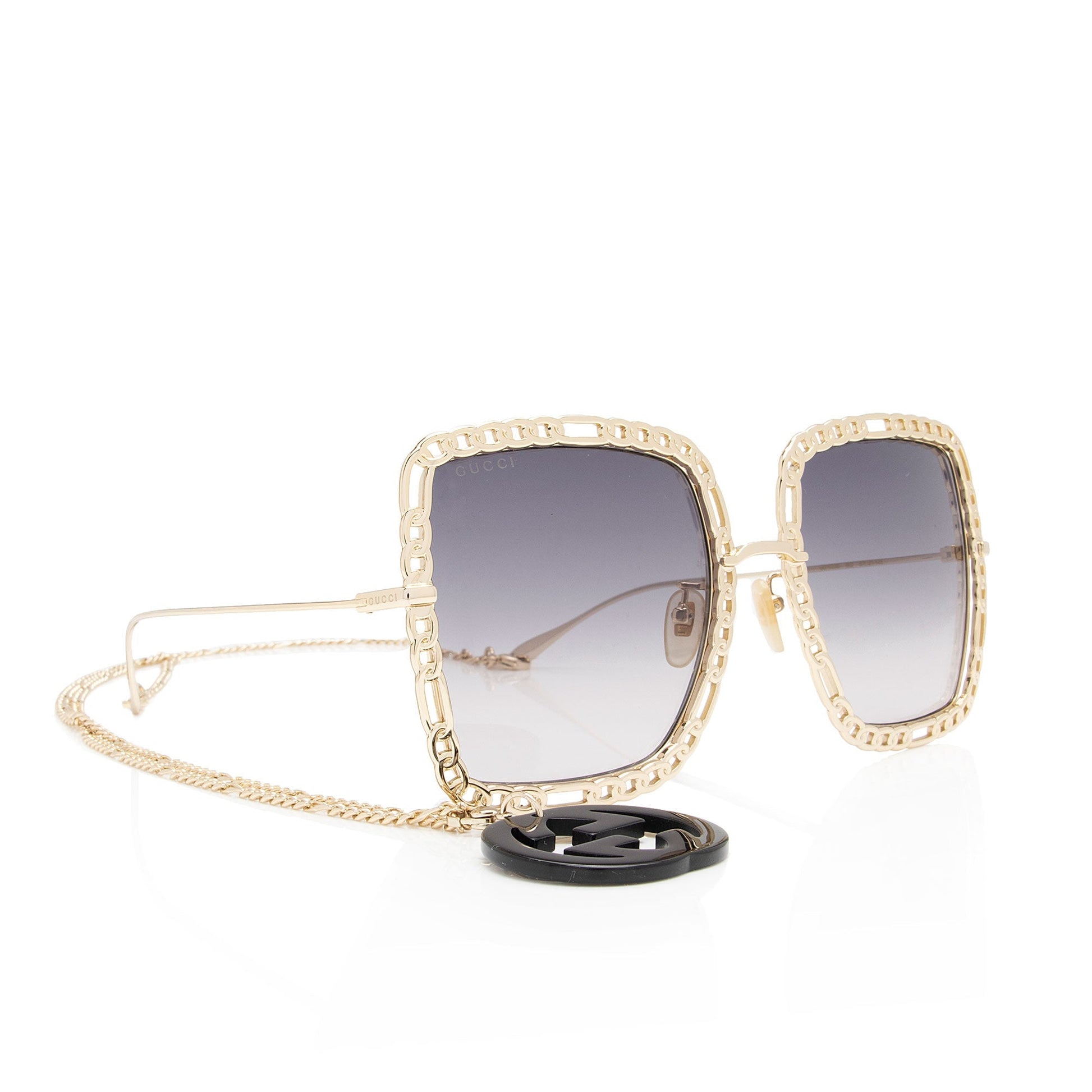 Gucci Interlocking G Charm Oversize Square Gold Chain Accessory