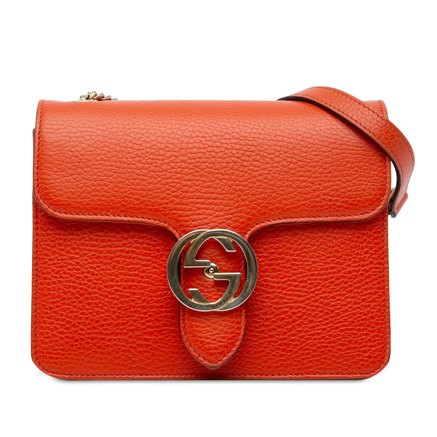 Gucci Interlocking G SHG-YN4oMp Calf Orange Crossbody Bag