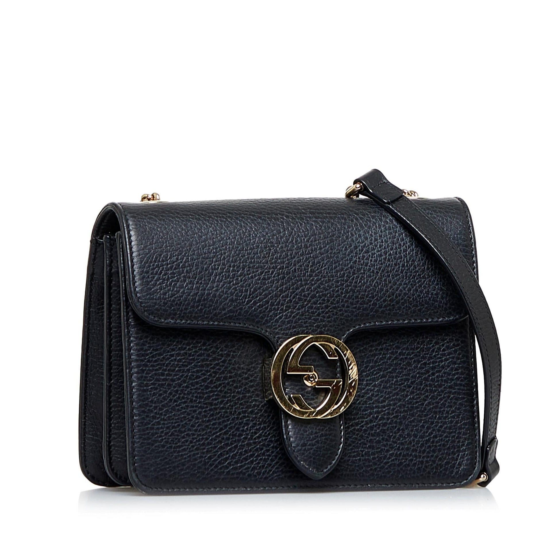 Gucci Interlocking G Dollar SHG-Udn5Fy Calf Black Crossbody Bag