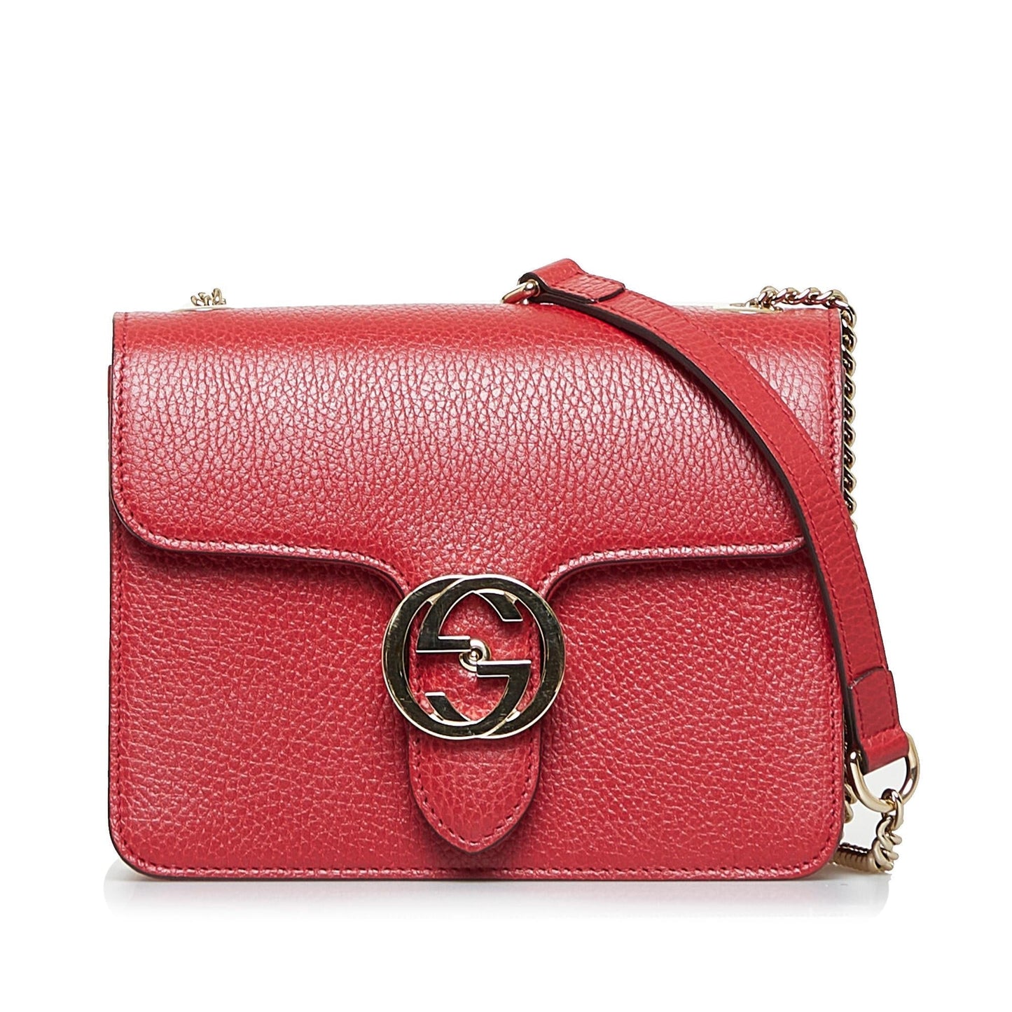 Gucci Interlocking G Dollar SHG-00vB5x Calf Red Crossbody Bag