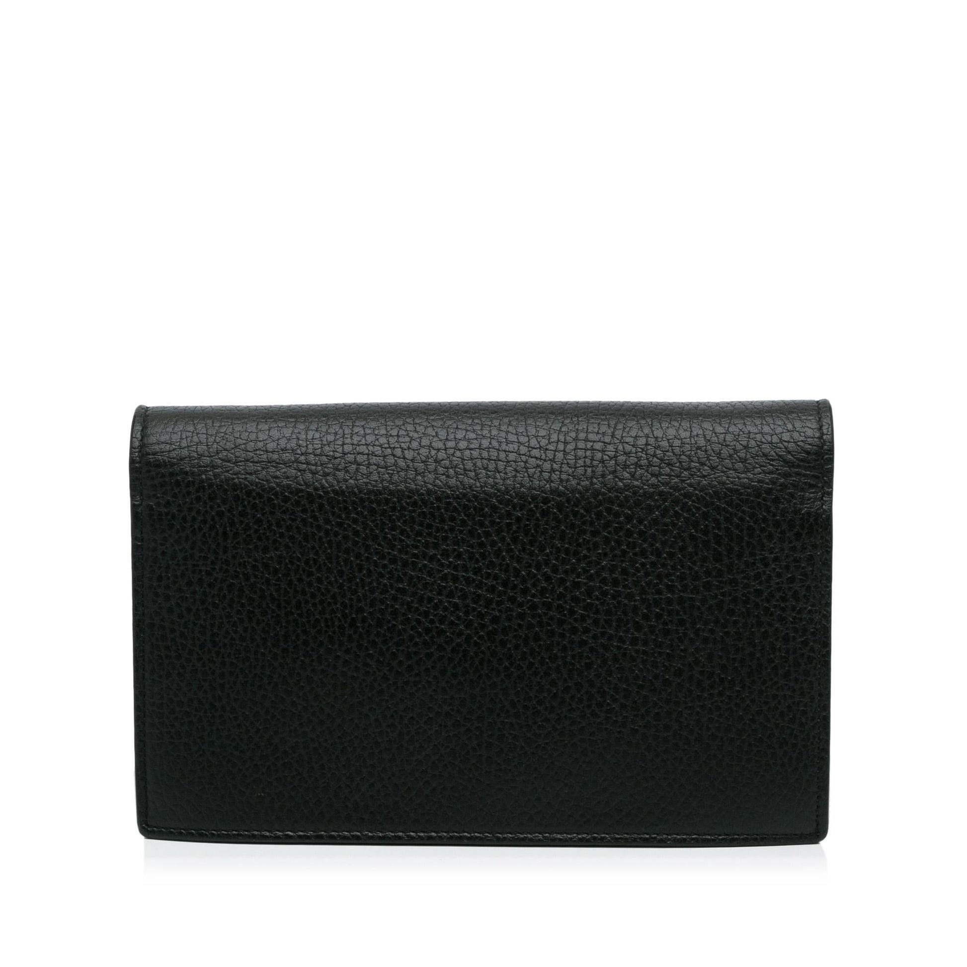 Gucci Interlocking G Dollar Wallet on Calf Black Chain Crossbody Bag Shg Ew0Gk6