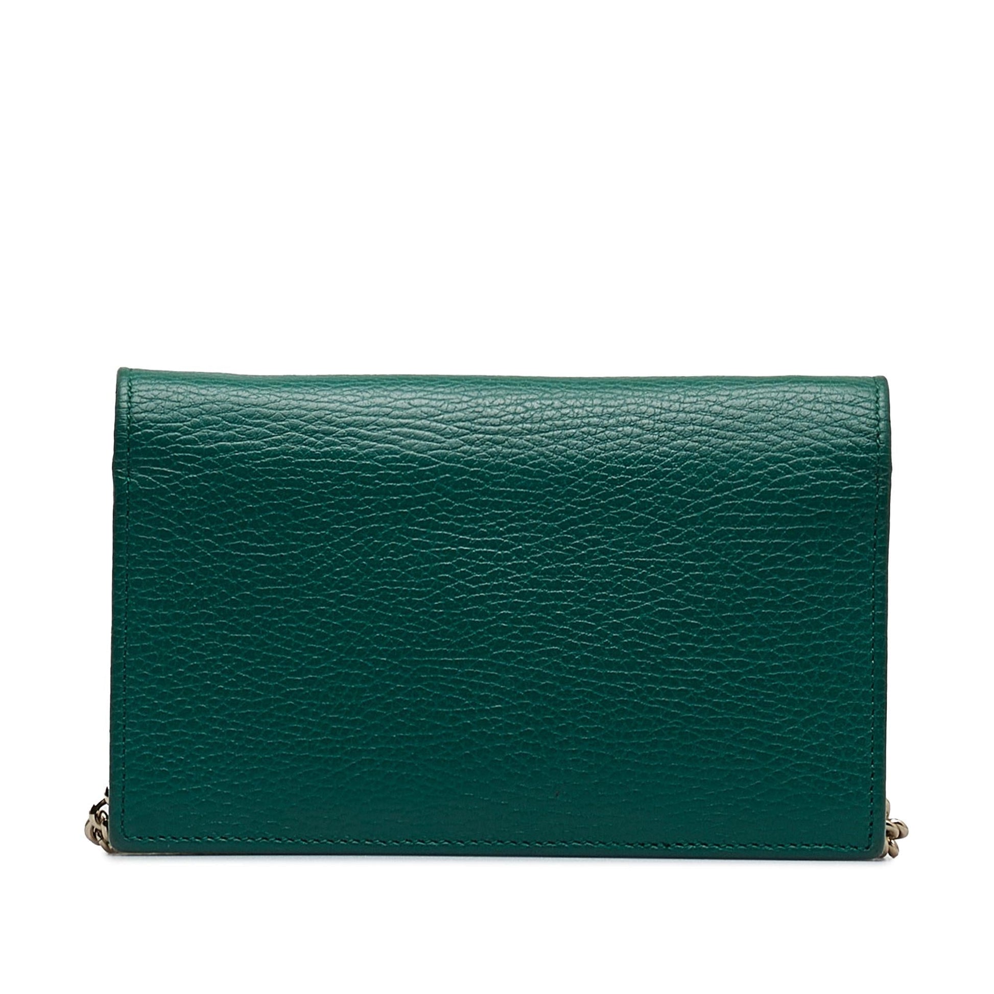 Gucci Interlocking G Dollar Wallet on Calf Green Chain Crossbody Bag