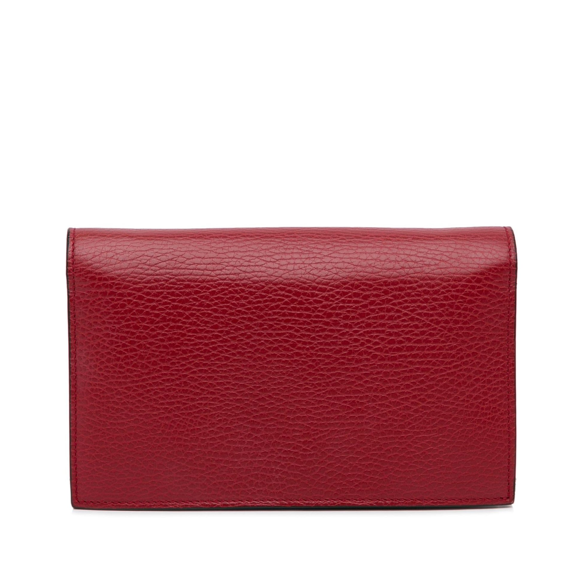 Gucci Interlocking G Dollar Wallet on Calf Red Chain Crossbody Bag Shg Kocg1F