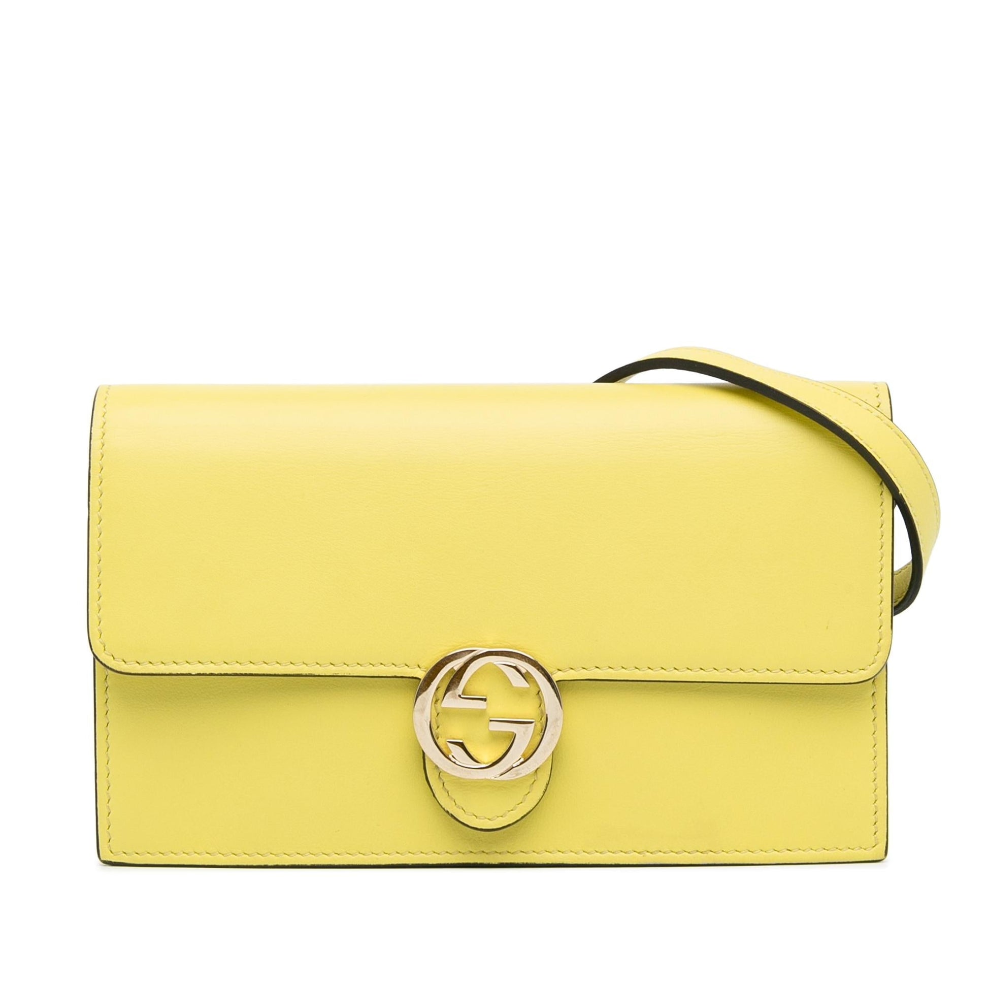Gucci Interlocking G Dollar Wallet on Calf Chain Crossbody Bag