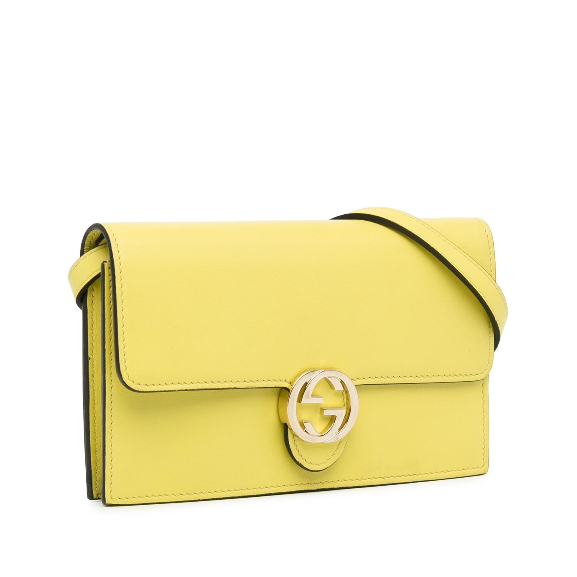 Gucci Interlocking G Dollar Wallet on Calf Chain Crossbody Bag